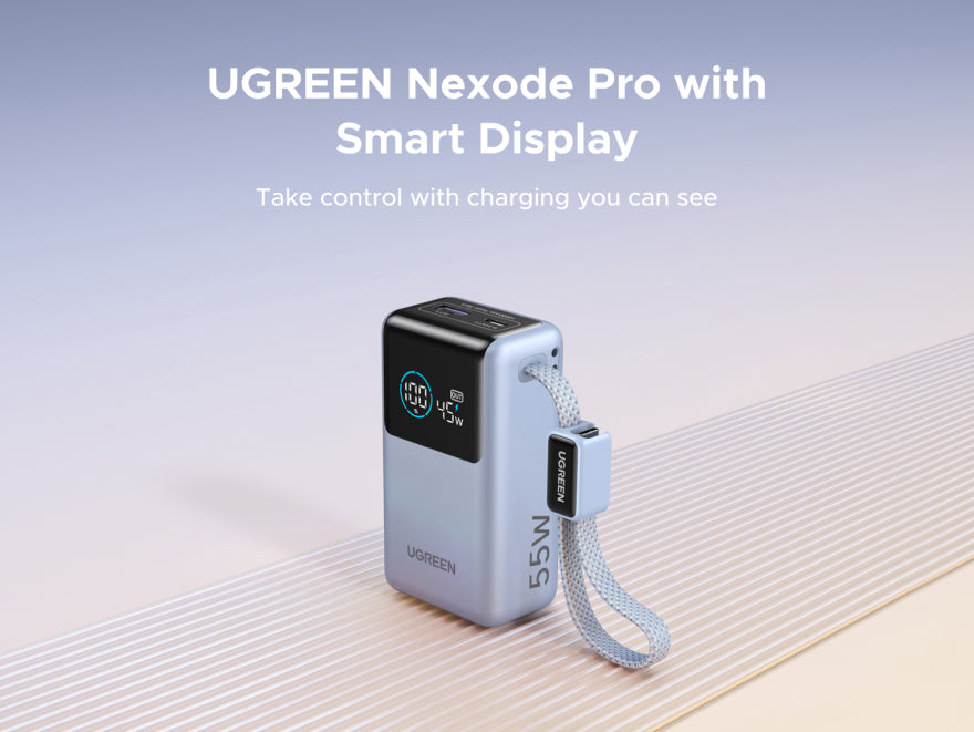 UGREEN Perkenalkan Power Bank 55W Ramah Perjalanan dengan Kabel Terintegrasi dan Layar Pintar