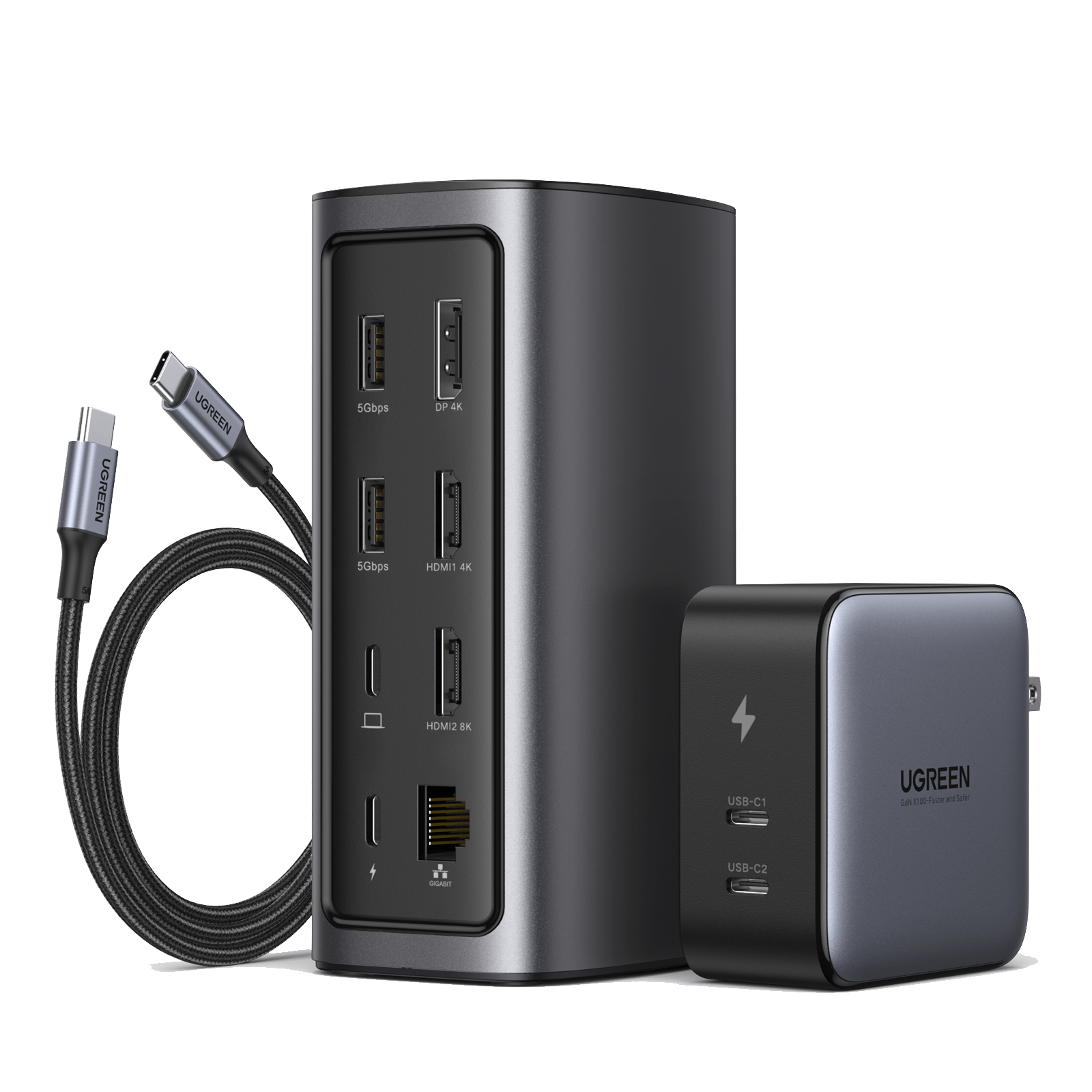 iSwift 65W USB-C Fast Charging Station, 6-in-1 Power Strip with Desktop Charging Station with AC, USB C and USB A, 5ft Extension Cord,Power Deli