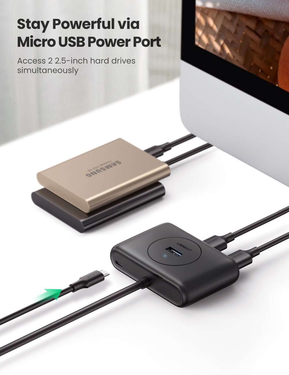 USB3.0 & Type-C 2-in-1 Interface to 4-Port USB 3.0 Hub