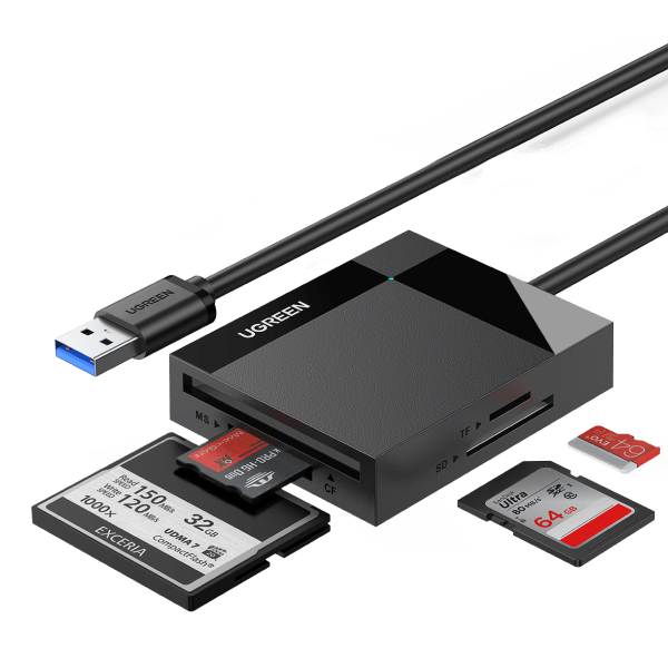 UGREEN SD Card Reader USB 3.0 Card Hub Adapter 5Gbps Read 4 Cards CF
