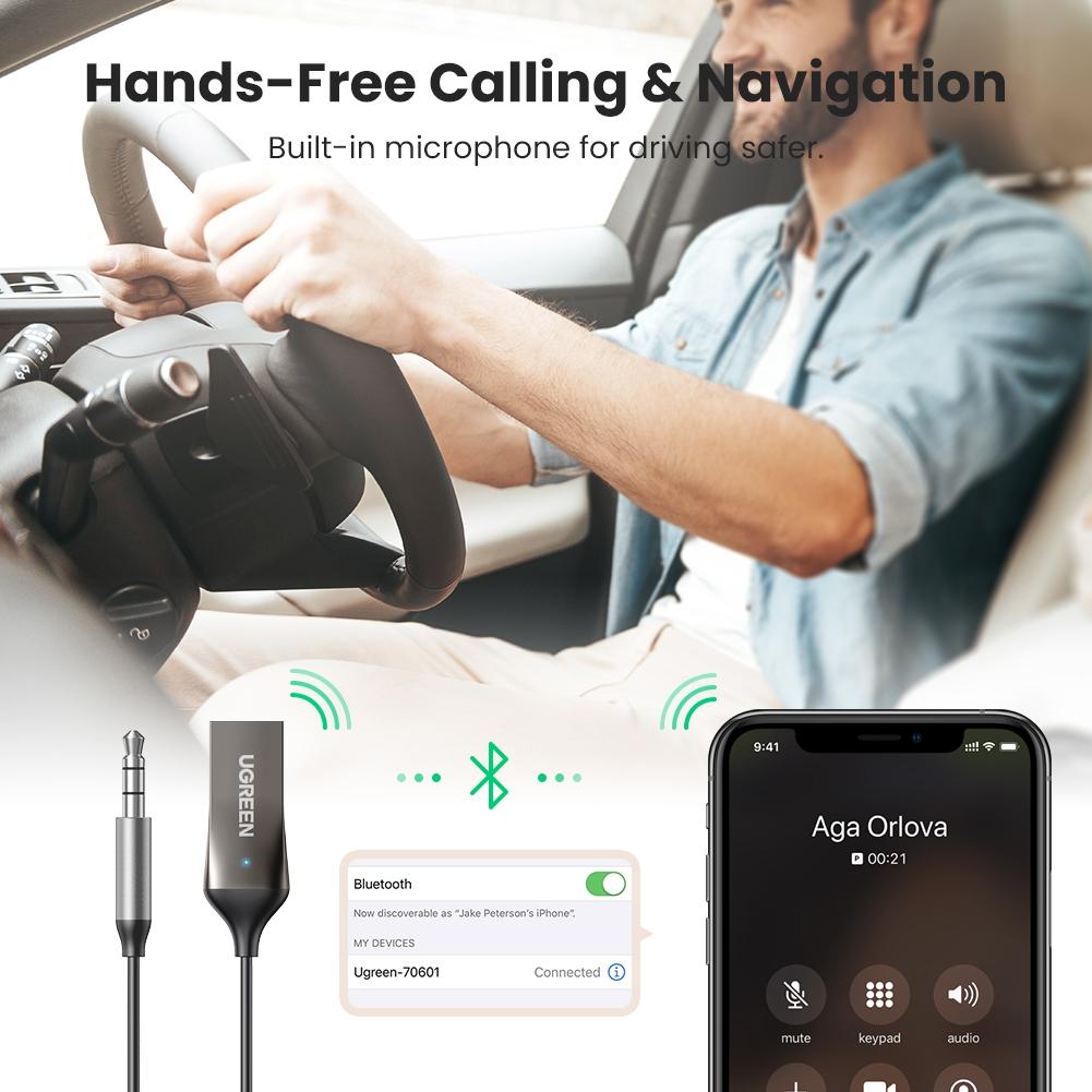 Aux to Bluetooth 5.0 Adapter for Car & Speaker – UGREEN