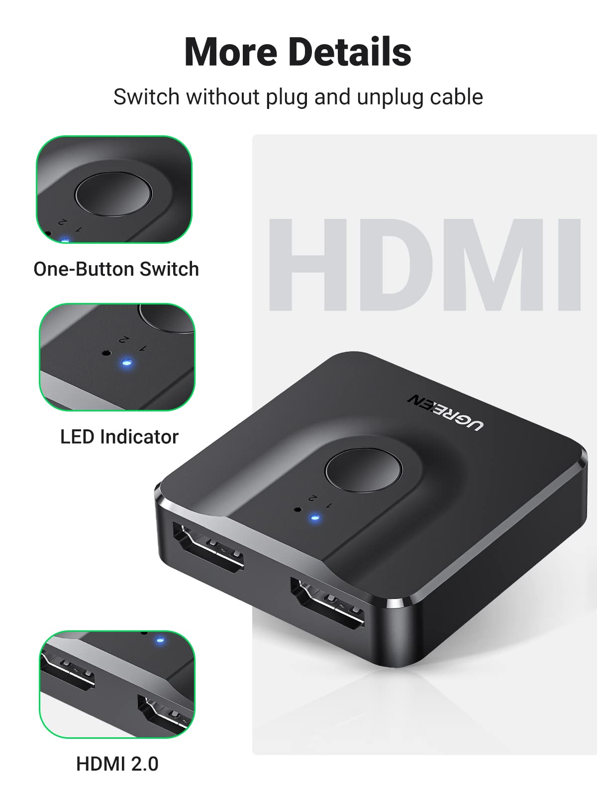 Ugreen HDMI Splitter 4K HDMI Switch for Xiaomi Mi Box Bi-Direction