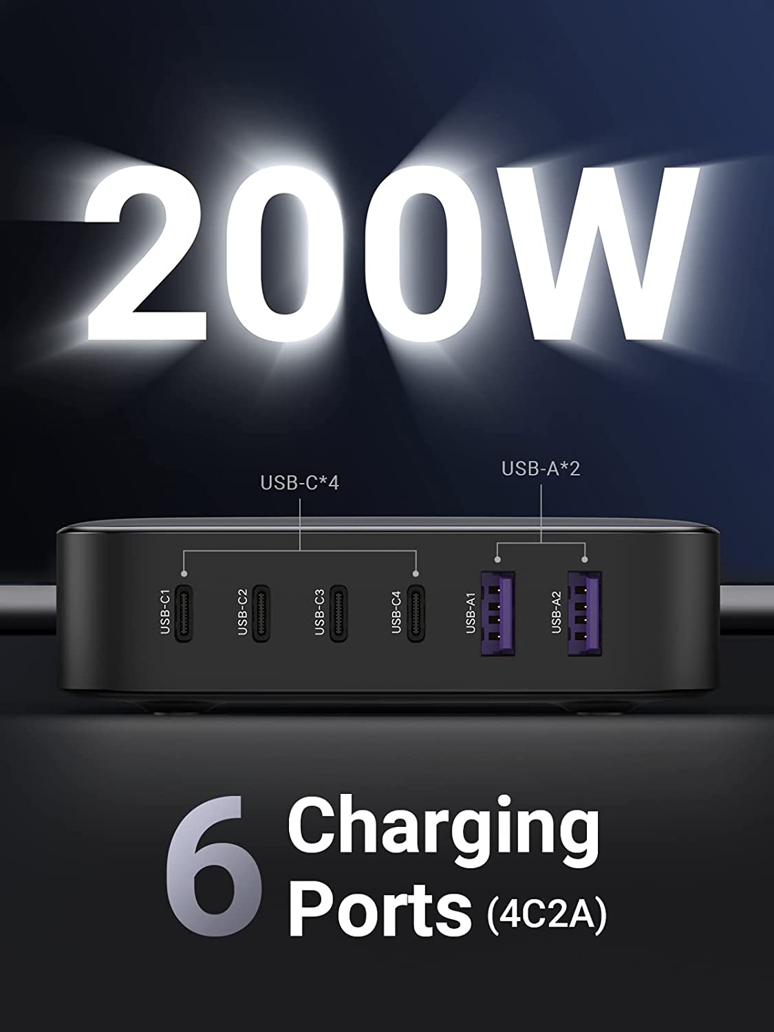 Ugreen Nexode 200W USB C GaN Charger-6 Ports Desktop Charger – UGREEN