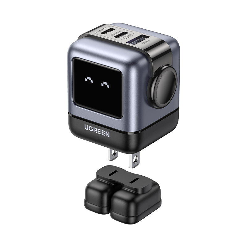 UGREEN Robot 65W GAN Cargador Tipo C, Nexode Cargador USB C Pantalla LED  con 3 Puertos