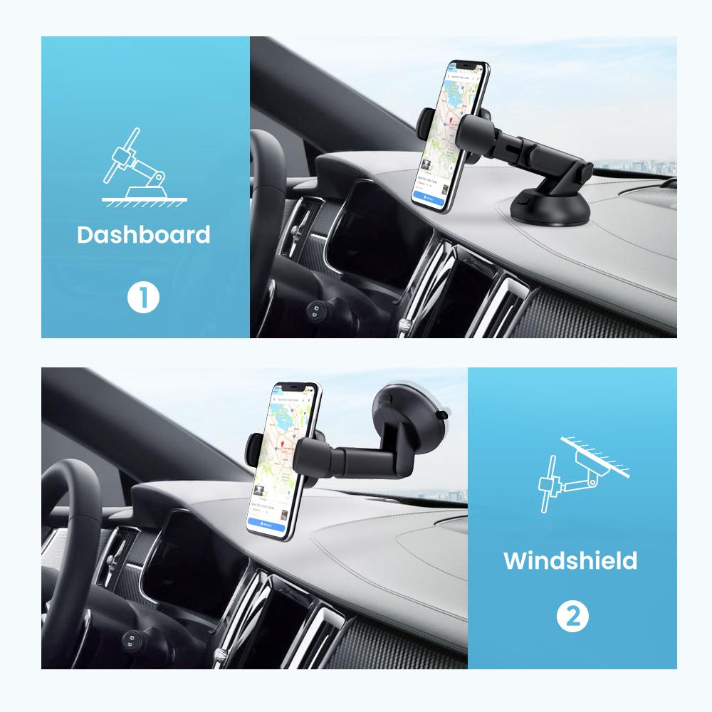 ivoler Car Phone Mount Windshield, Long Arm Clamp Universal  Windshield with Double Clip Strong Suction Cup Cell Phone Holder Compatible  with iPhone 13 12 11 Pro XS Max 7 8 6