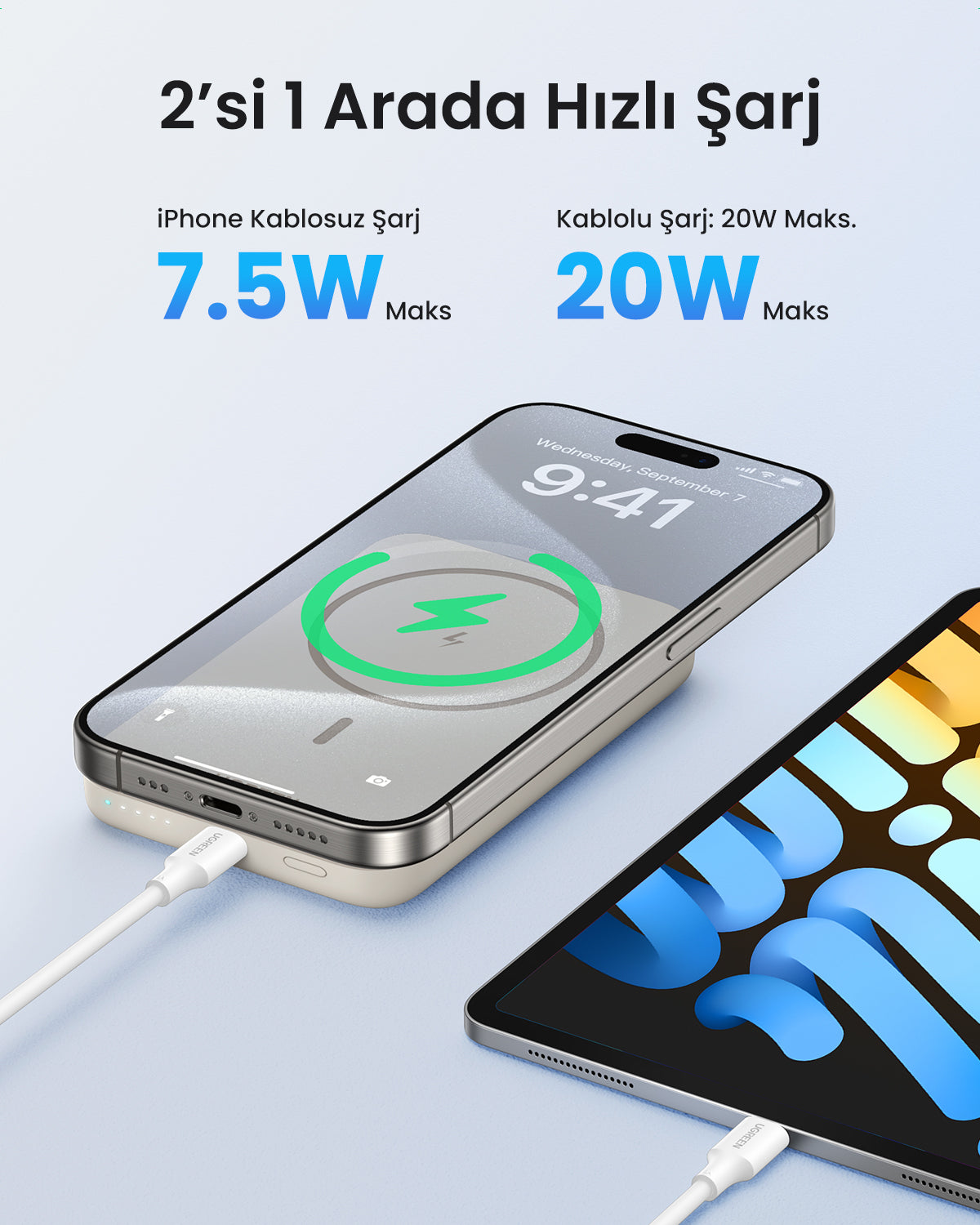 UGREEN Zapix Manyetik Kablosuz Powerbank 10000mAh 20W