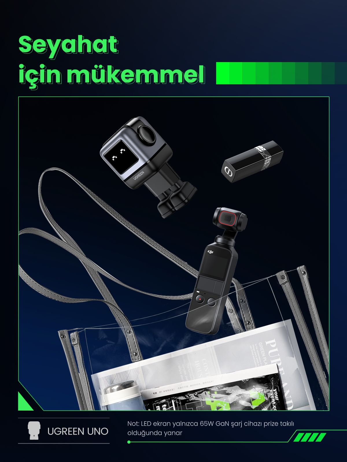 UGREEN Uno 65W 3 Port Şarj Cihazı