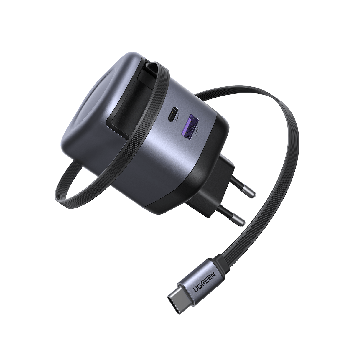 UGREEN Nexode Ladegerät (65W mit ausziehbarem USB-C-Kabel)