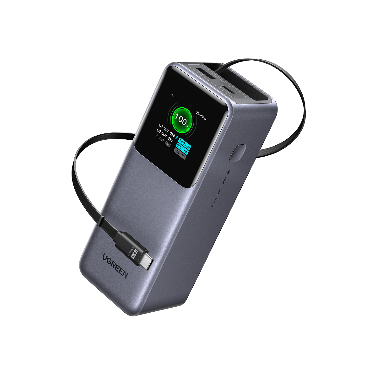 UGREEN Nexode Power Bank 20000mAh 165W met Retractable USB-C-kabel