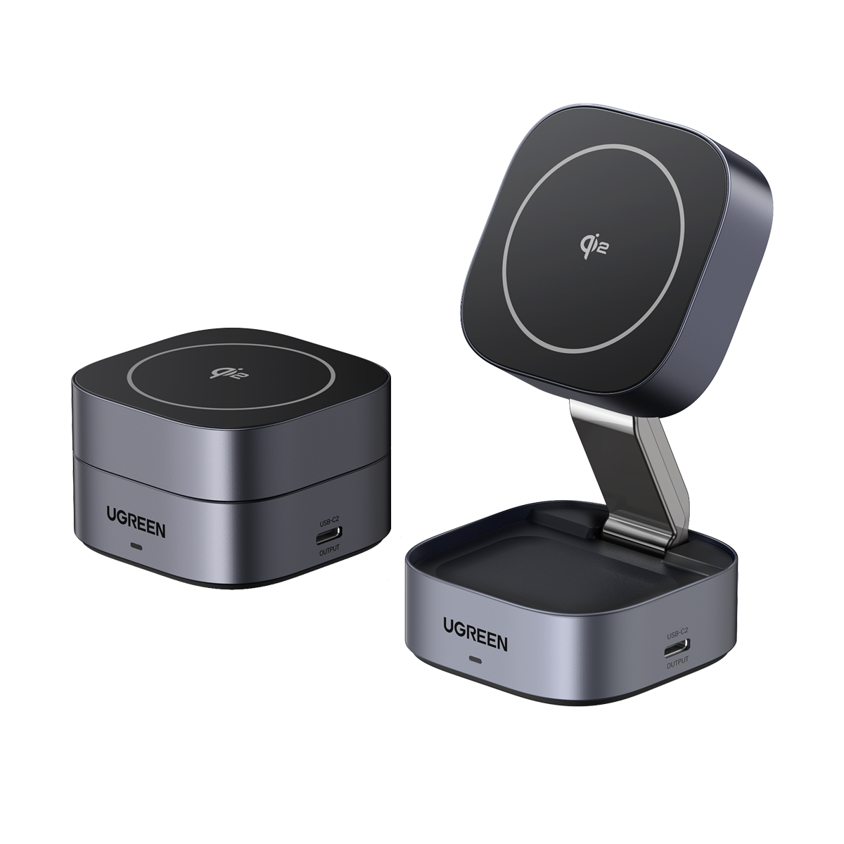 UGREEN  MagFlow Qi2 15W 2-in-1 Wireless Charger