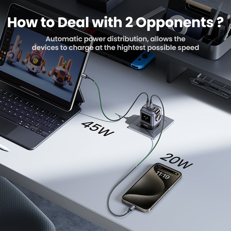 UGREEN Uno Charger RG 3-Port GaN Fast 65W EU Space Gray