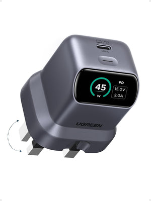 شاحن UGREEN Nexode Pro بقوة 45 واط ومنفذ USB-C مع شاشة ذكية وتقنية GaN للشحن السريع