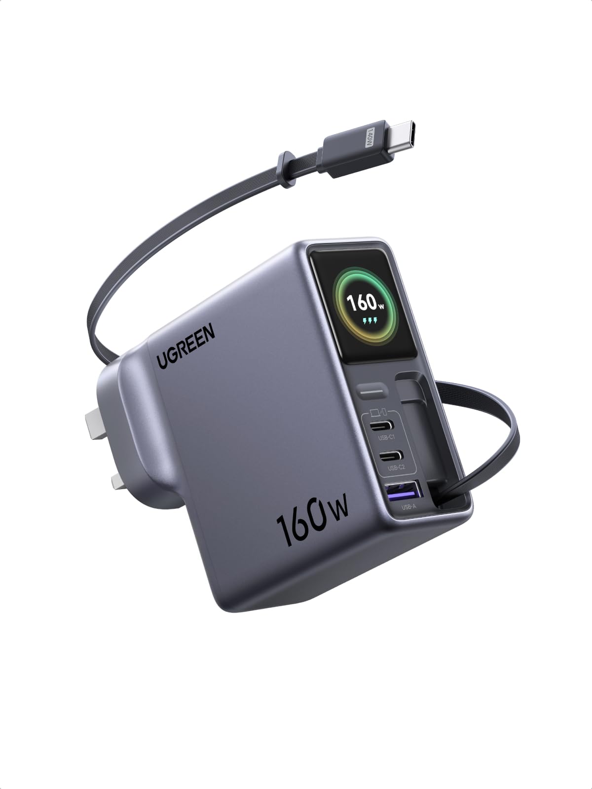UGREEN Nexode Pro 160W Charger with Retractable USB-C Cable