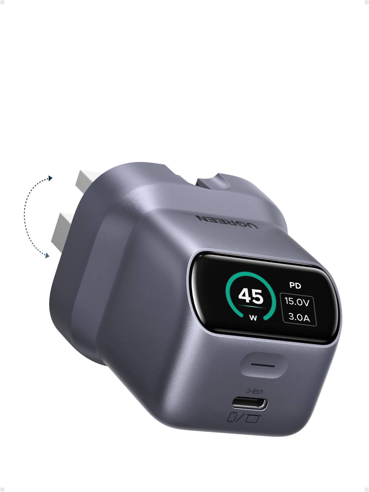 UGREEN Nexode Pro 45W USB-C Charger with Smart Display, GaN Fast Charger