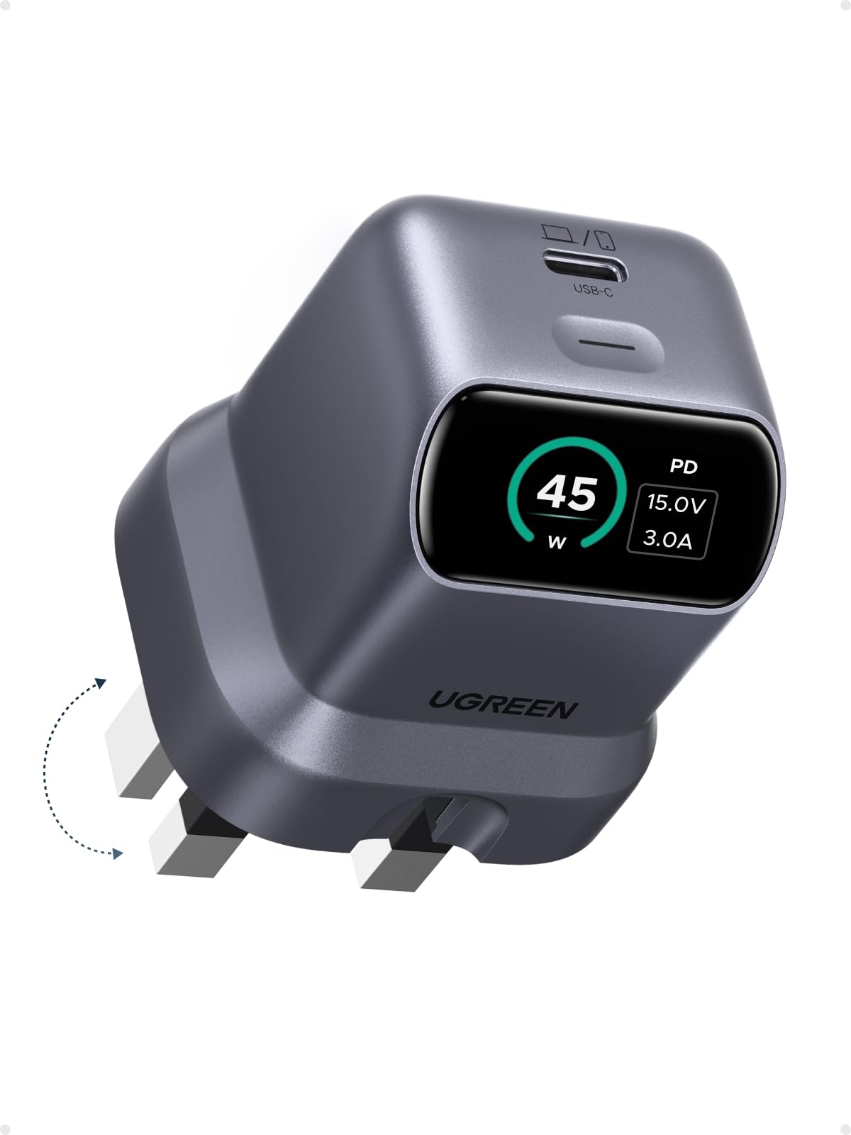 UGREEN Nexode Pro 45W USB-C Charger with Smart Display, GaN Fast Charger