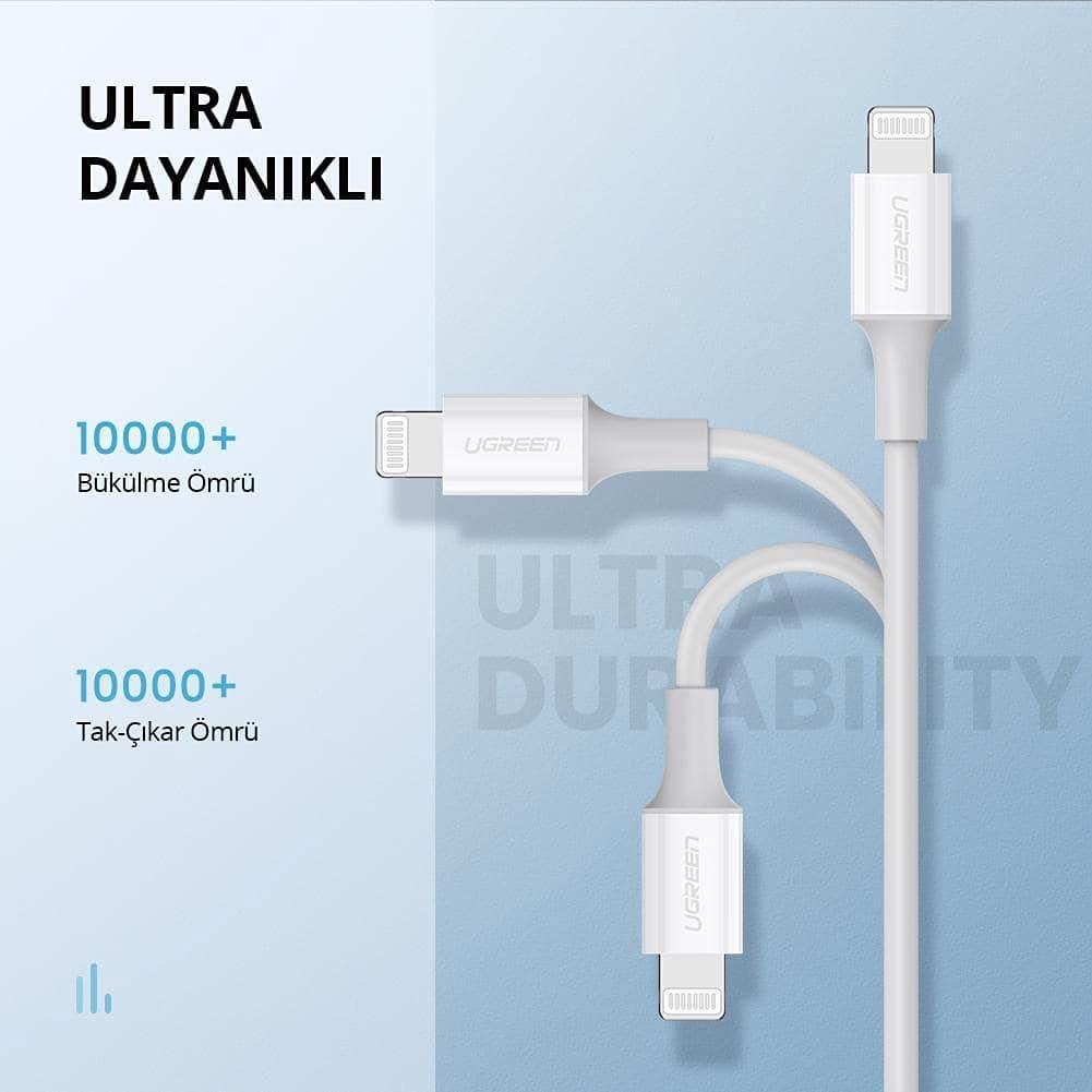UGREEN USB-C’den Lightning’e Kablo (Kauçuk Kaplama)