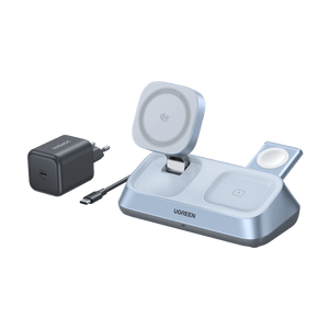 UGREEN MagFlow 3-in-1 Magnetisches Kabelloses Desktop Ladegerät (Qi2 25W, MagSafe-kompatibel)