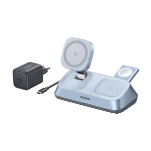 UGREEN MagFlow 3-in-1 Magnetic Wireless Desktop Charger (Qi2 25W, MagSafe-Compatible)