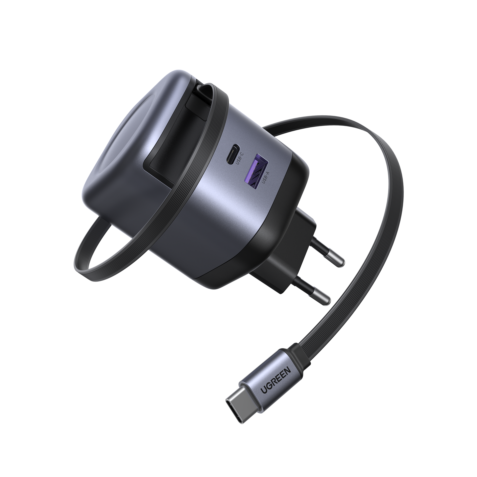 UGREEN Nexode หัวชาร์จแบบยืดหดได้ บิวท์อินสาย USB-C 65W