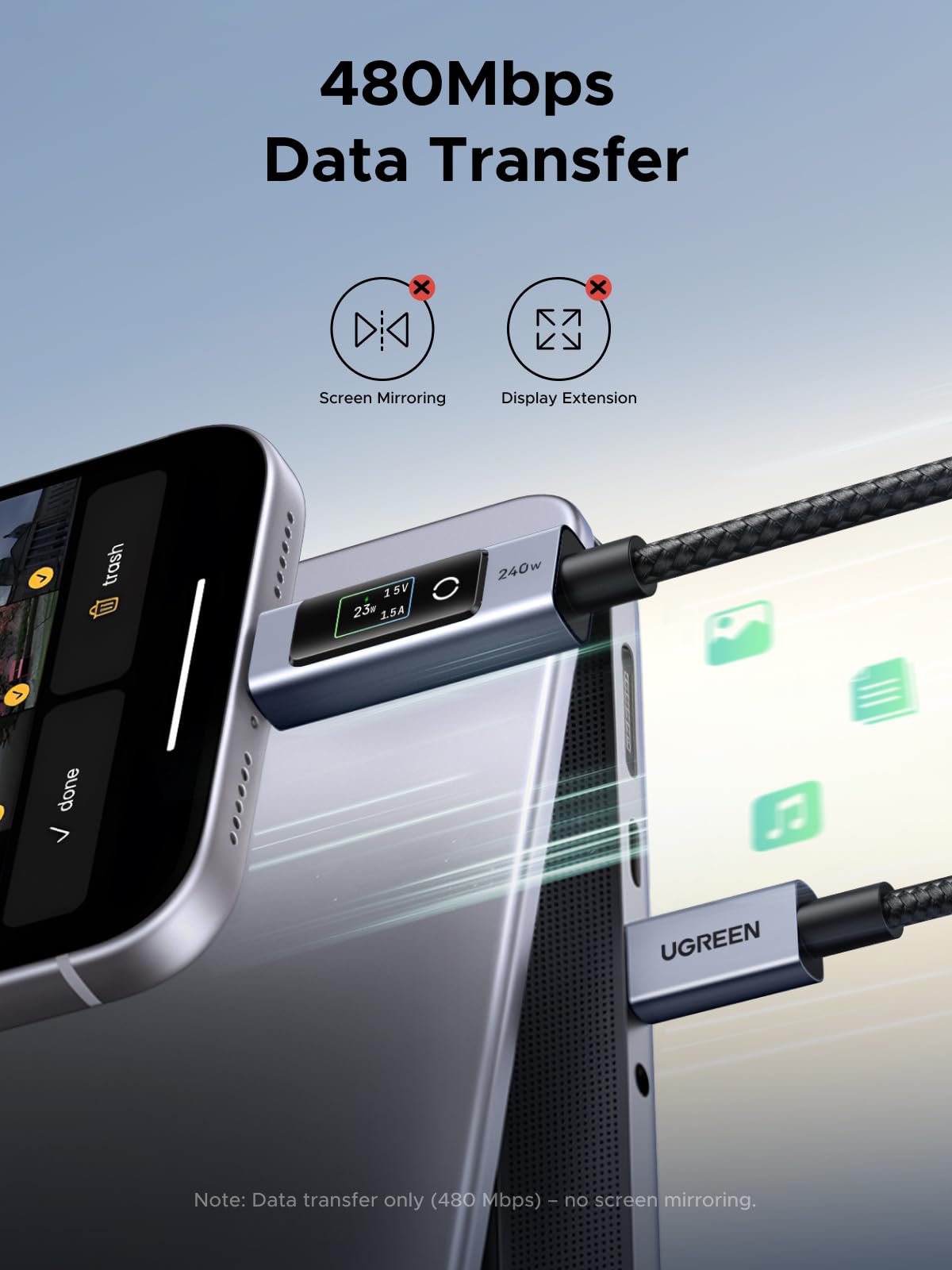 UGREEN Nexode 240W USB-C Cable with Digital Display 2M