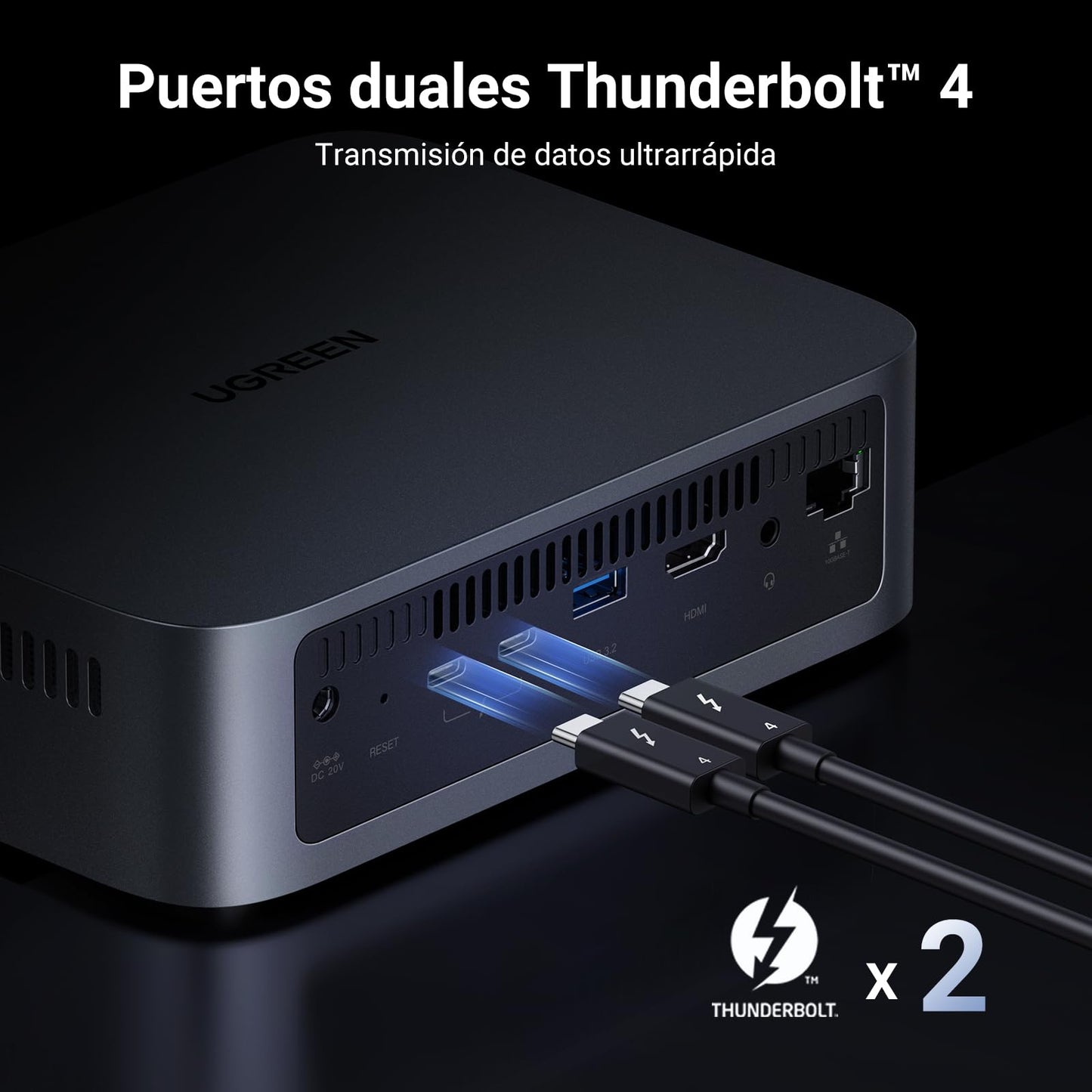 UGREEN NASync DXP480T Plus, NAS SSD All-Flash de 4 bahías, CPU Intel i5 1235u de 10 núcleos