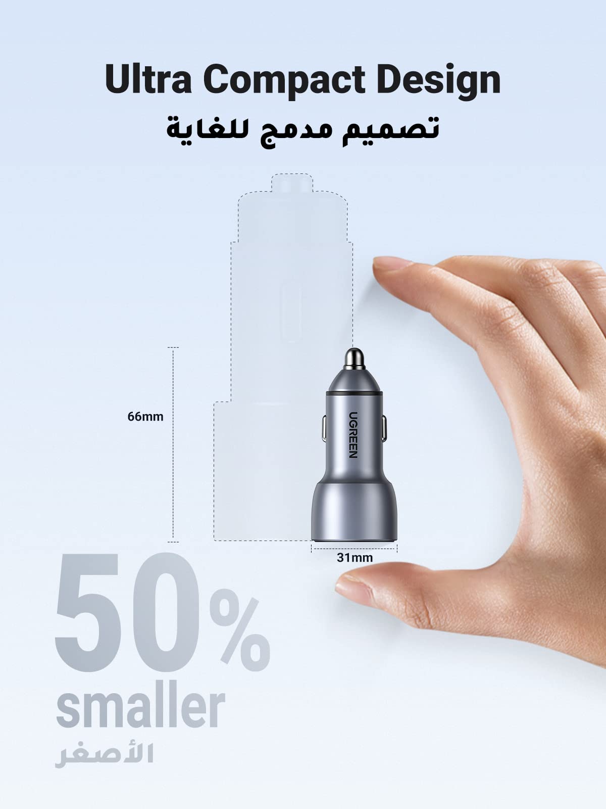 UGREEN شاحن سيارة شحن سريع PD 60 واط (2C)