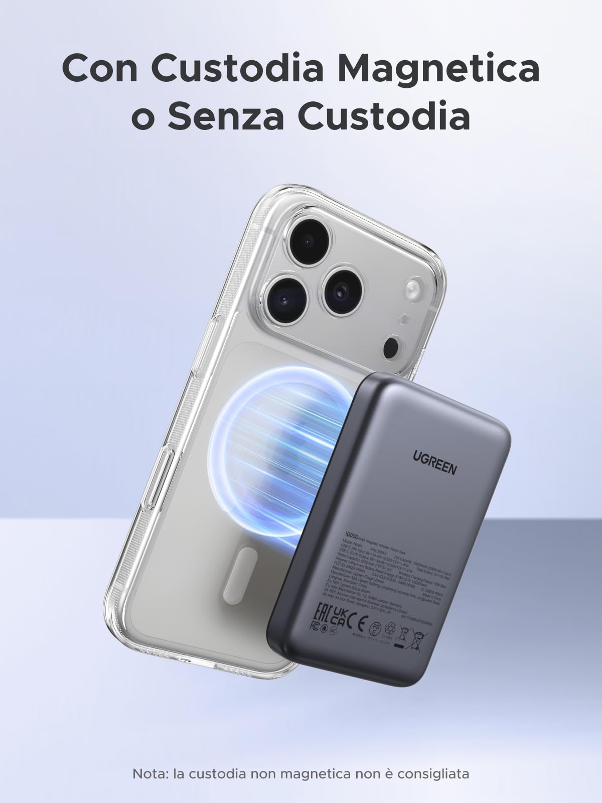 UGREEN Nexode Power Bank Magnetico 10000mAh, Caricatore Portatile Wireless con 20W USB C