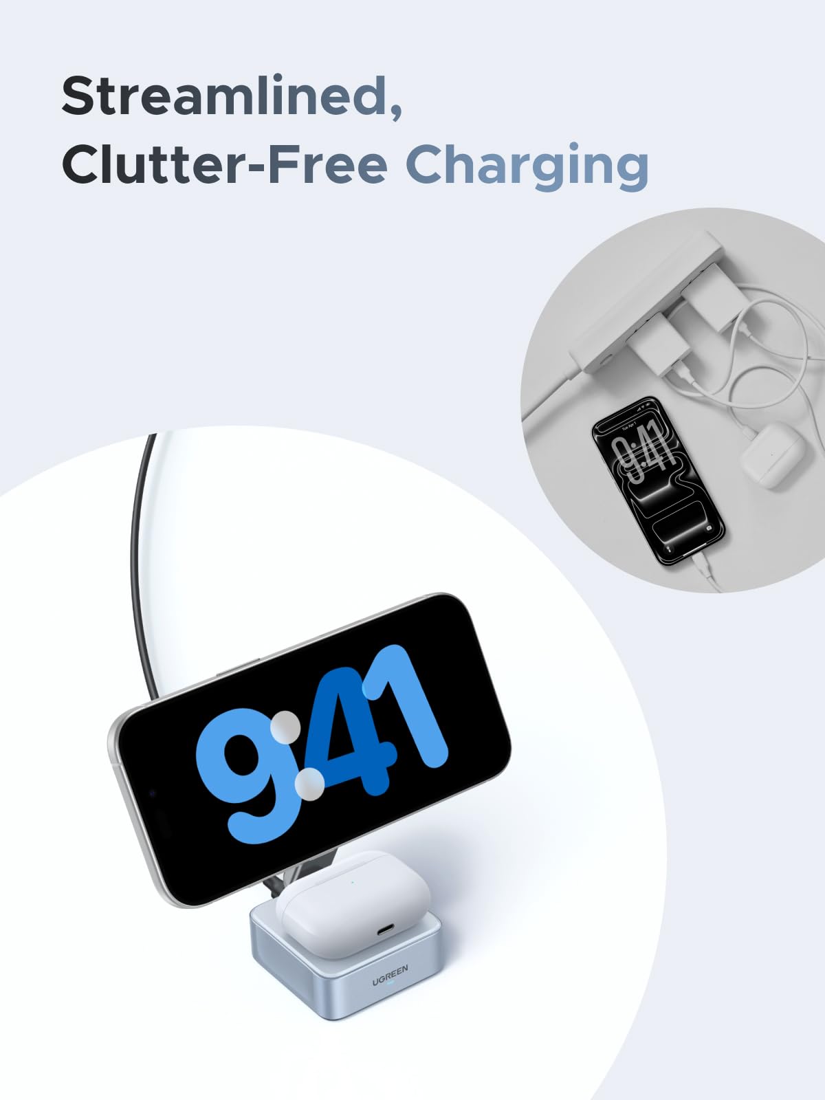 UGREEN MagFlow 2-in-1 Magnetic Wireless Charger 25W