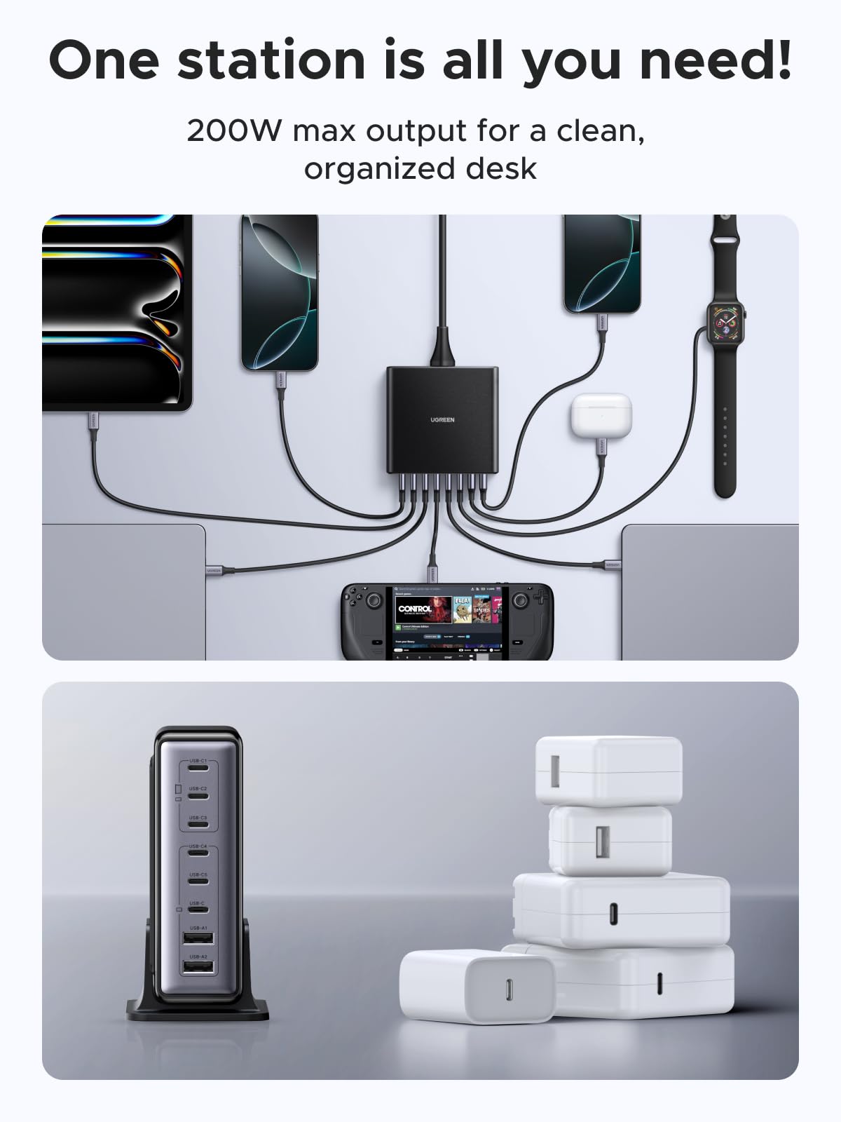 UGREEN Zapix Charger GaN Desktop Fast 8-port 200W – UGREEN