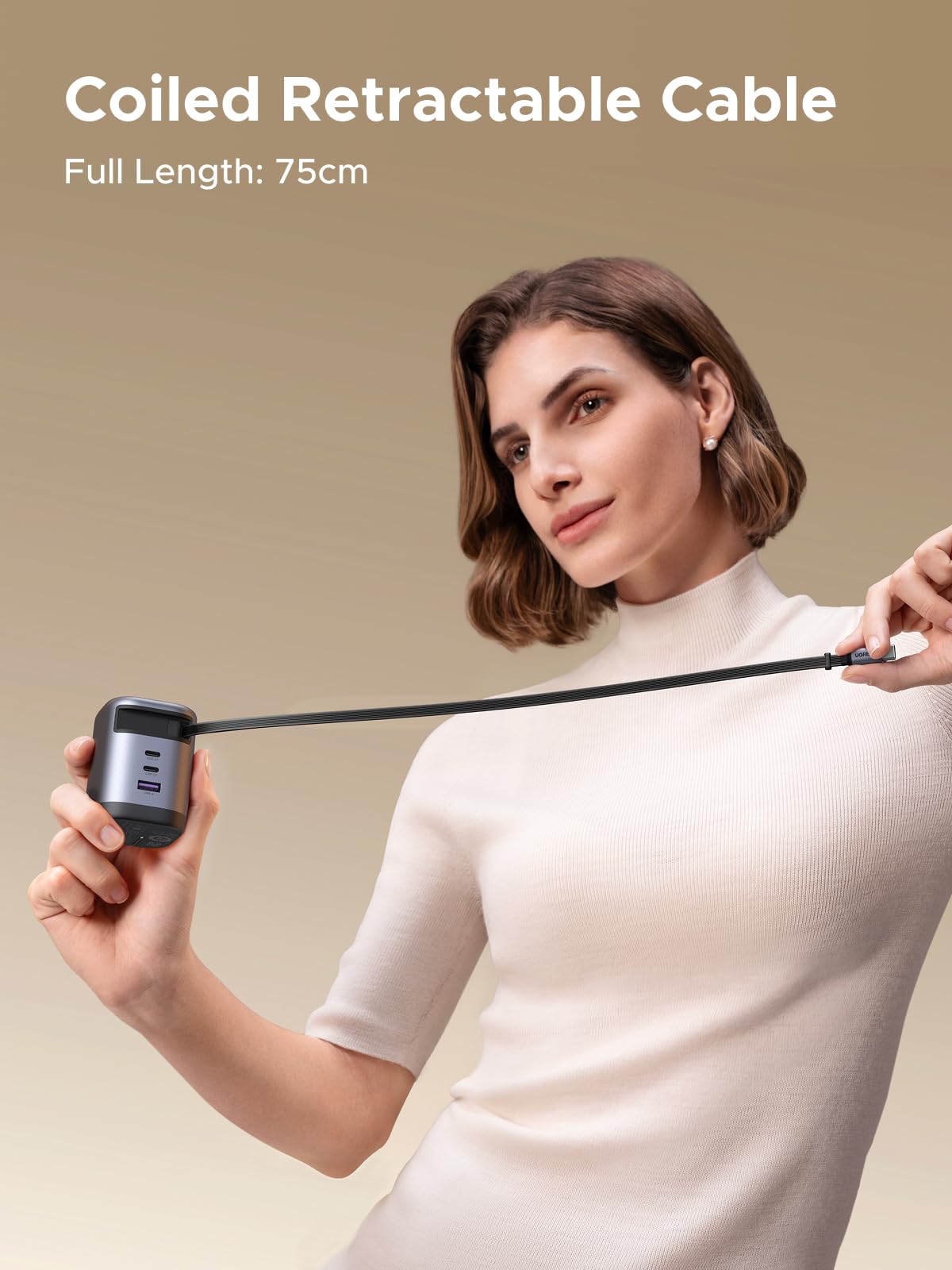 Củ Sạc UGREEN Dây Rút USB-C 100W