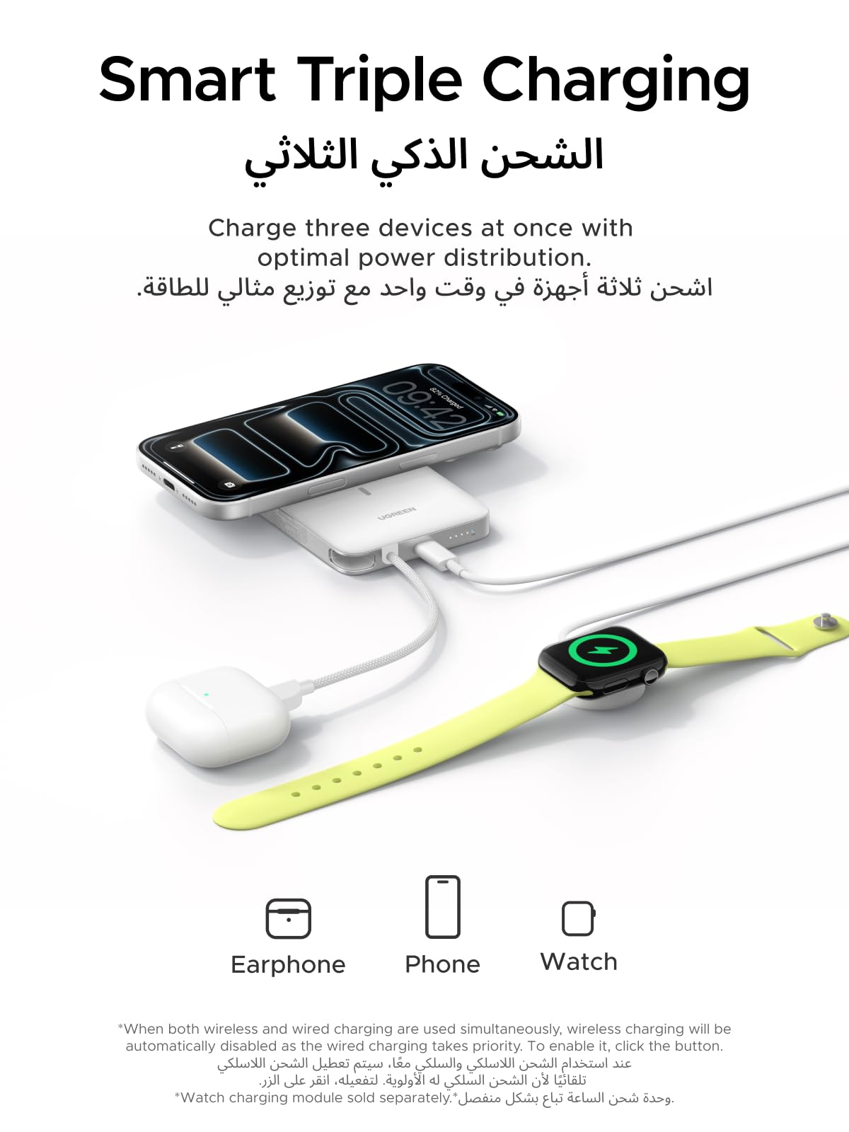 UGREEN MagFlow Air Magnetic Power Bank 10000mAh 15W Lunar White
