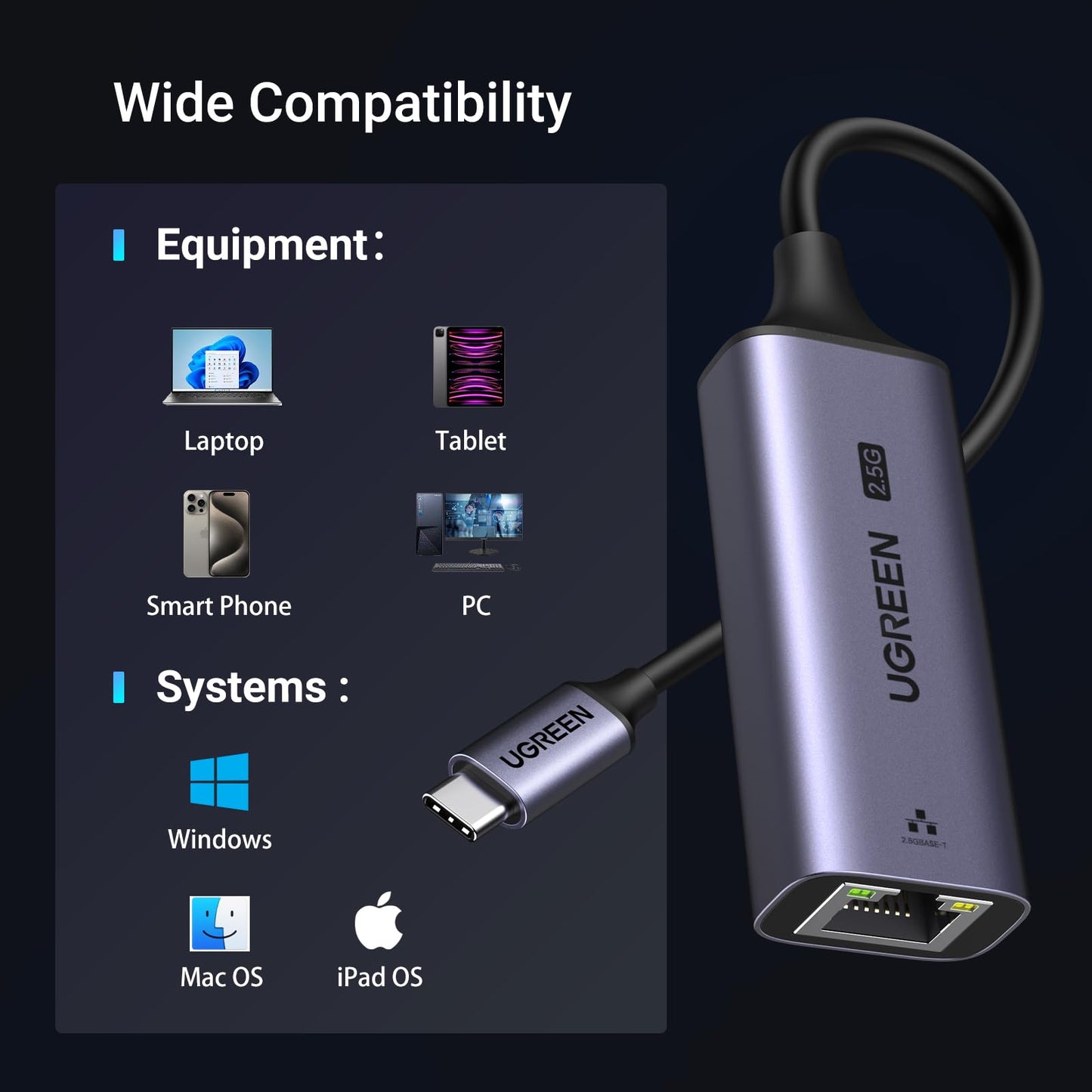 UGREEN USB C Ethernet Adapter 2.5G