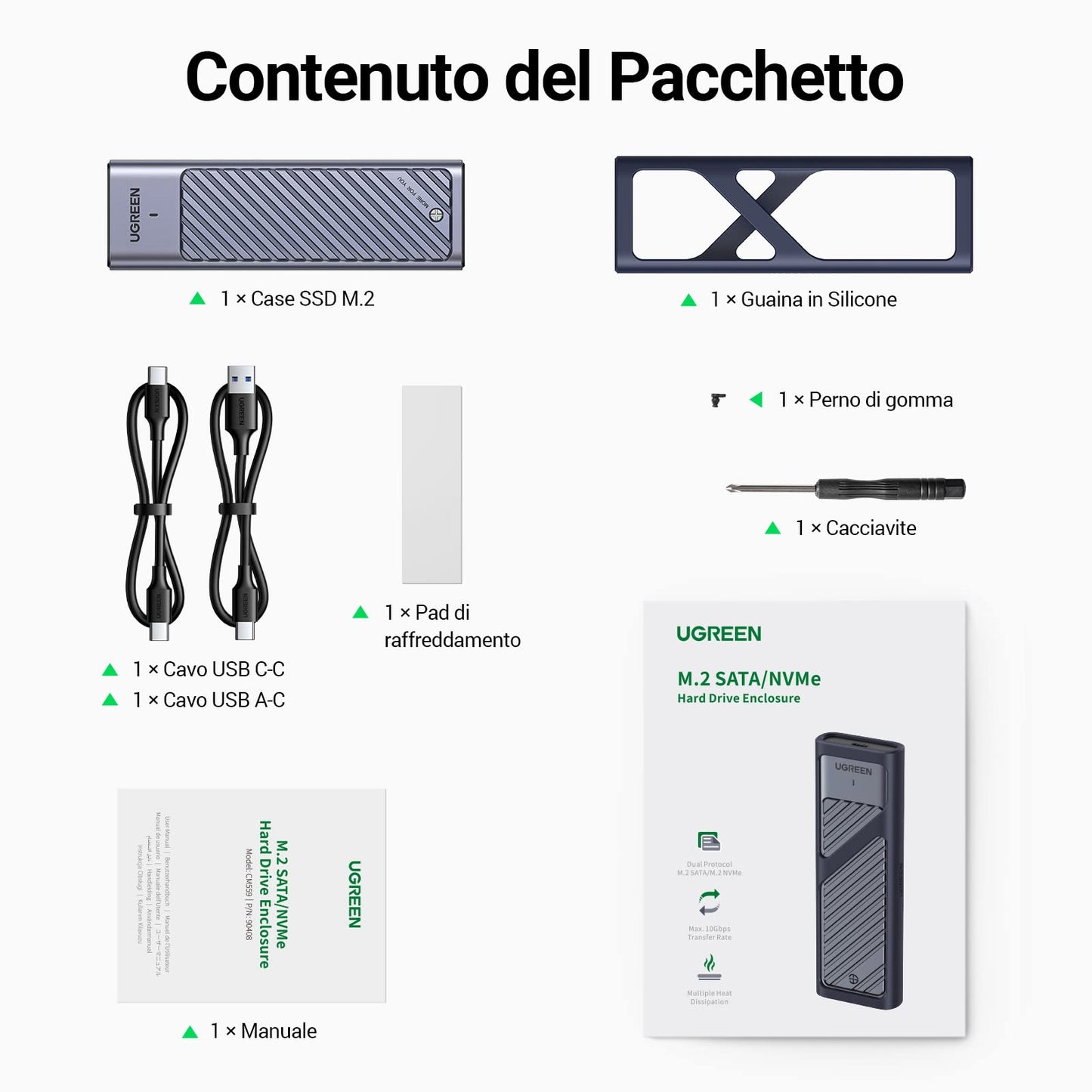 UGREEN Case SSD M.2 NVMe NGFF USB C 3.2 Gen 2