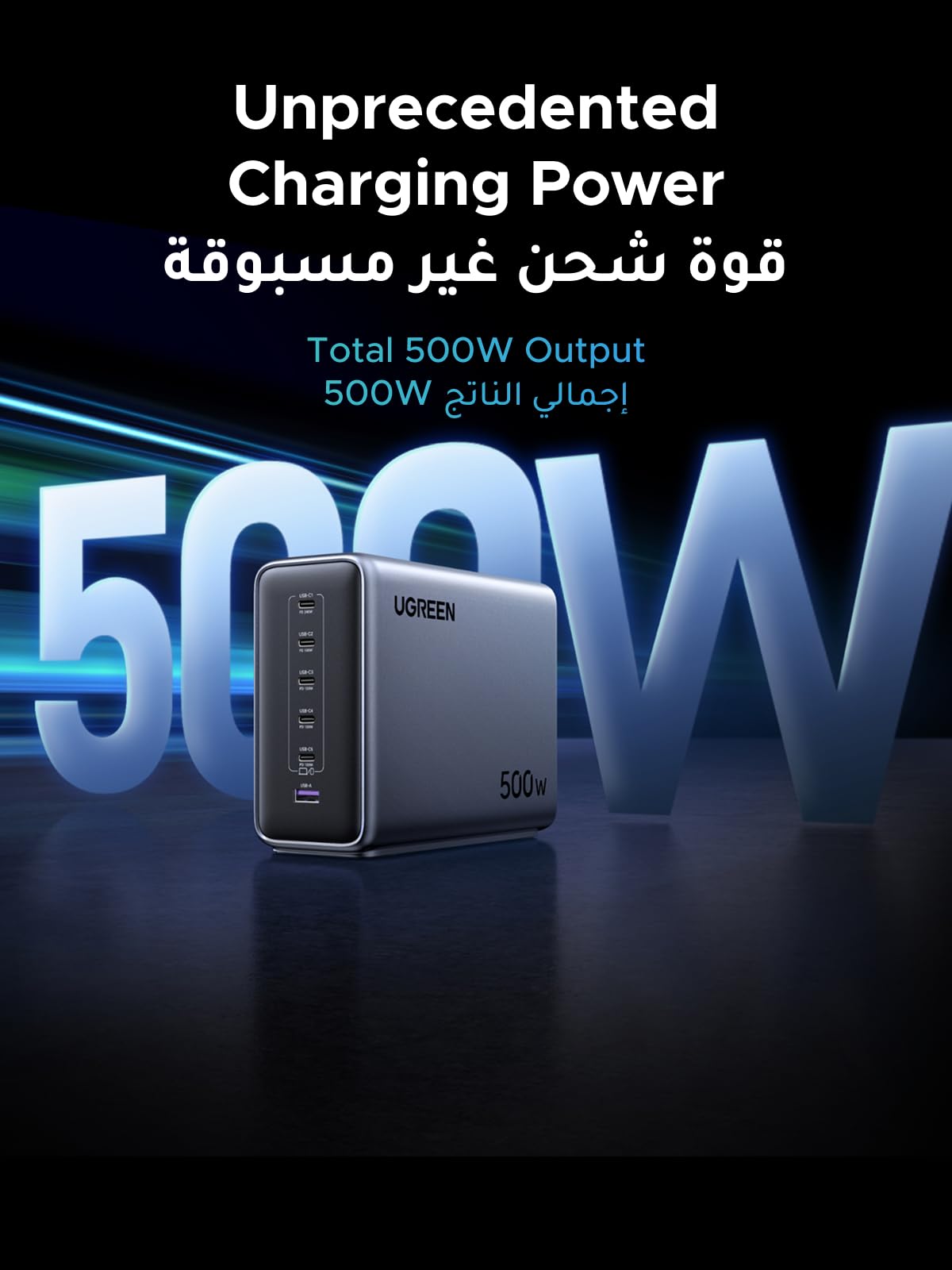 UGREEN Nexode شاحن مكتبي ستة منافذ 500 واط