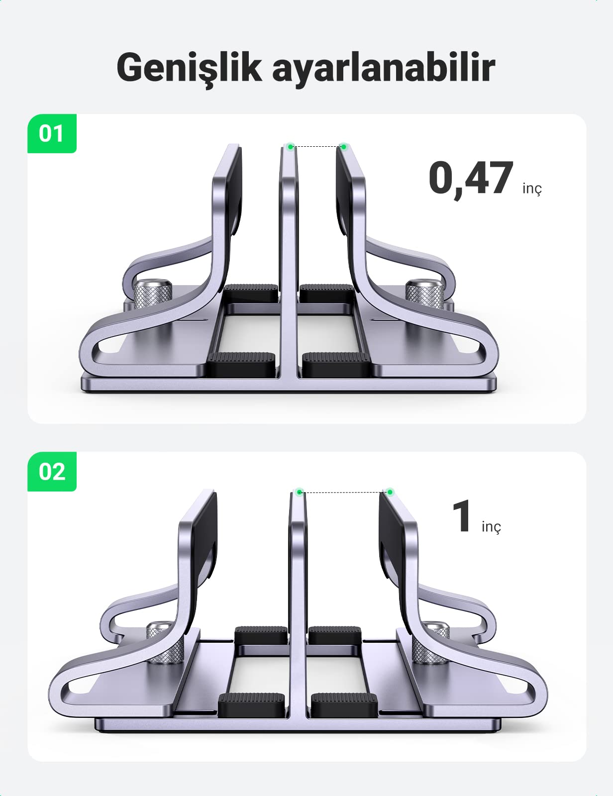 UGREEN Dikey Laptop Standı (Çift Yuvalı)