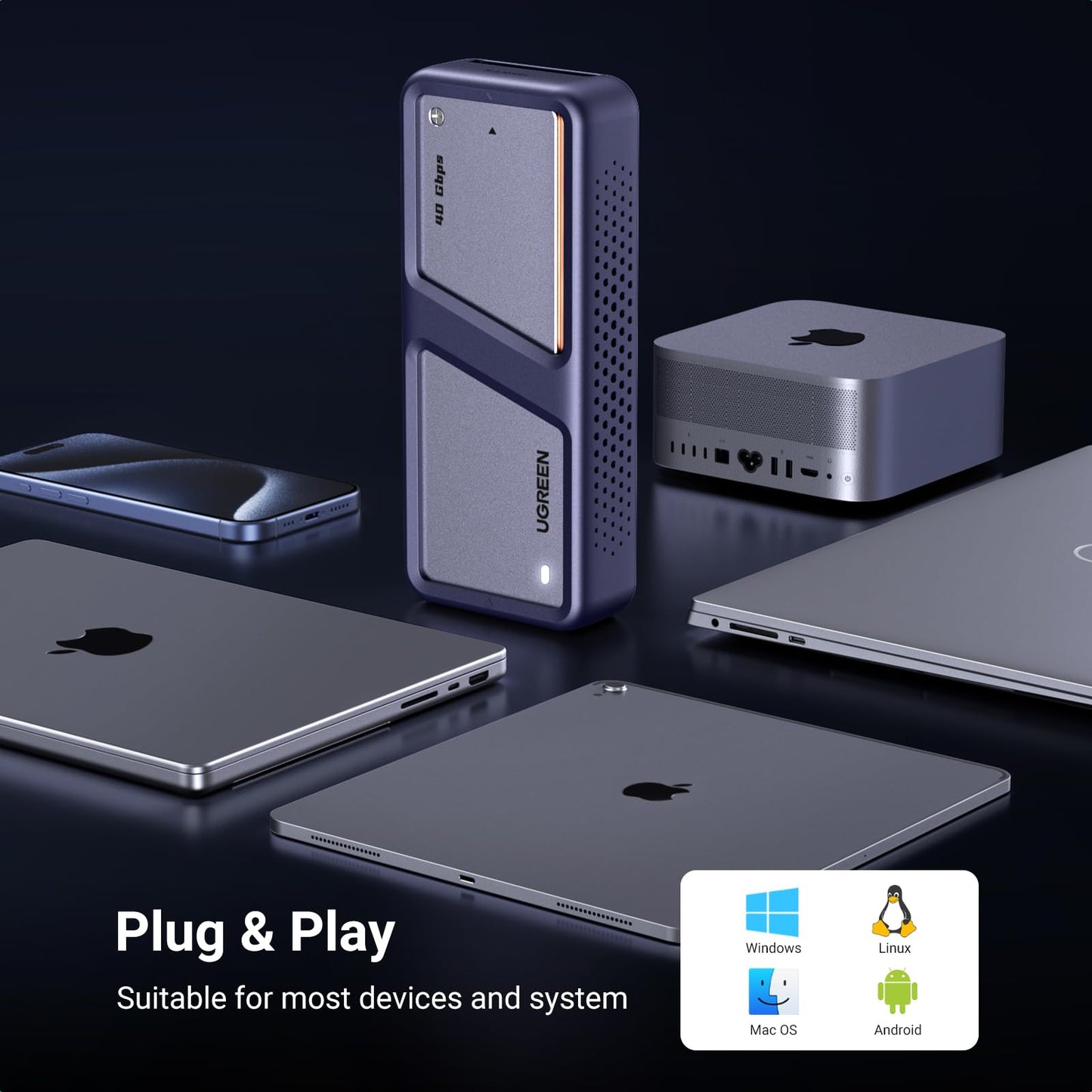 UGREEN Tool-Free 40Gbps NVMe SSD Enclosure with Fan