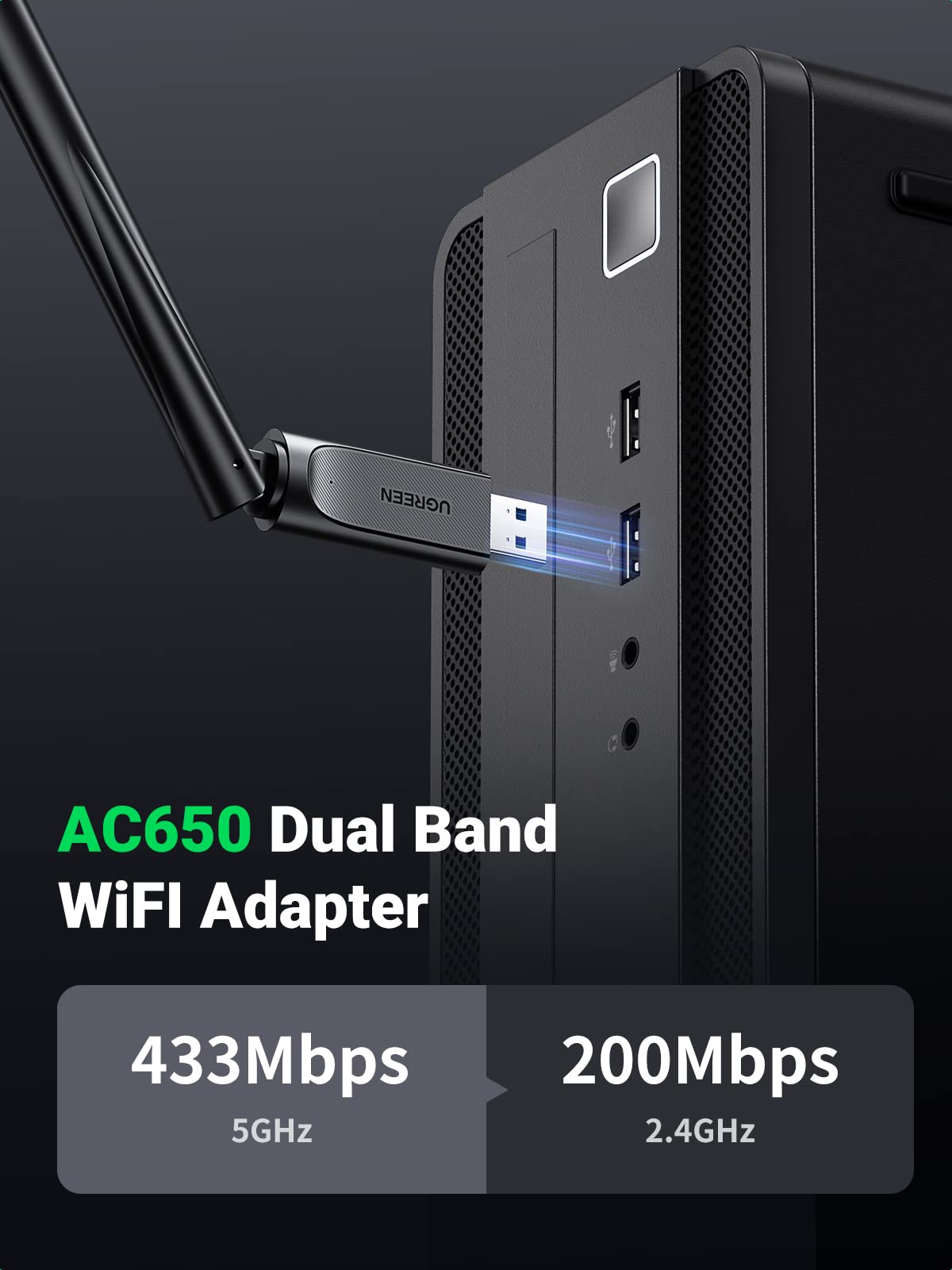 UGREEN AC650 Çift Bant USB Wi-Fi Adaptör