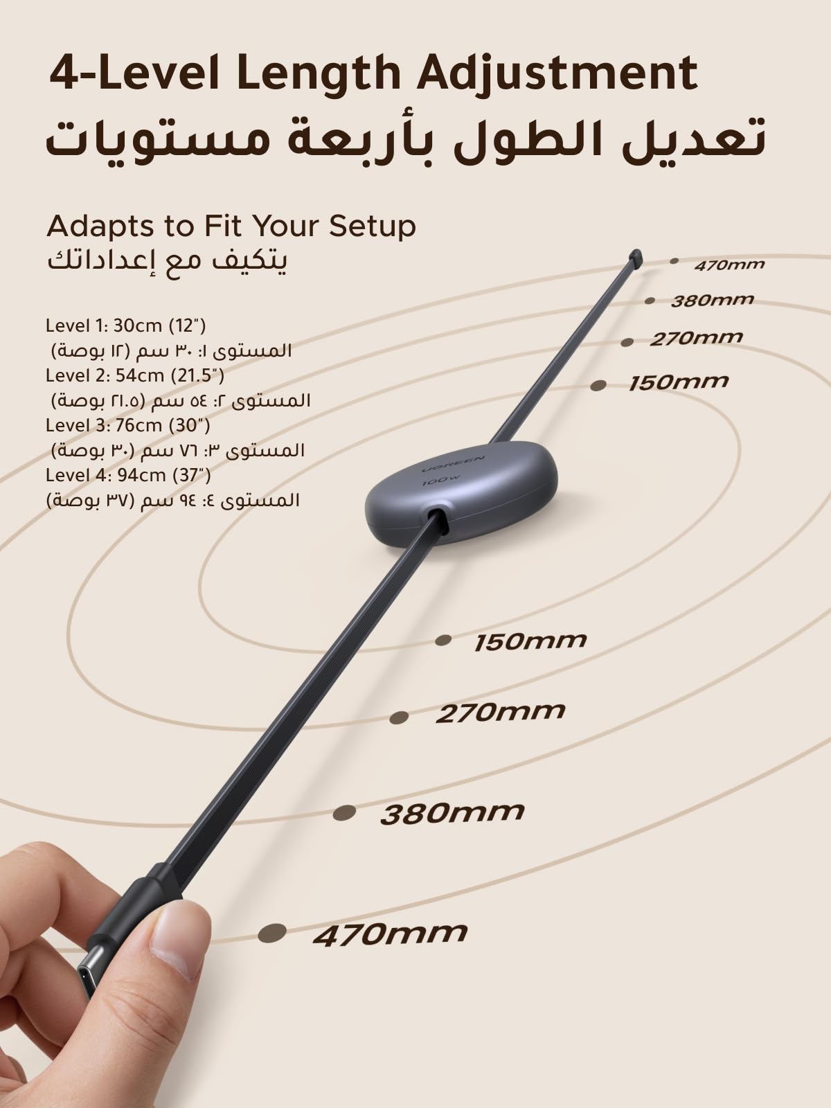 UGREEN Nexode Retractable USB-C Cable 100W