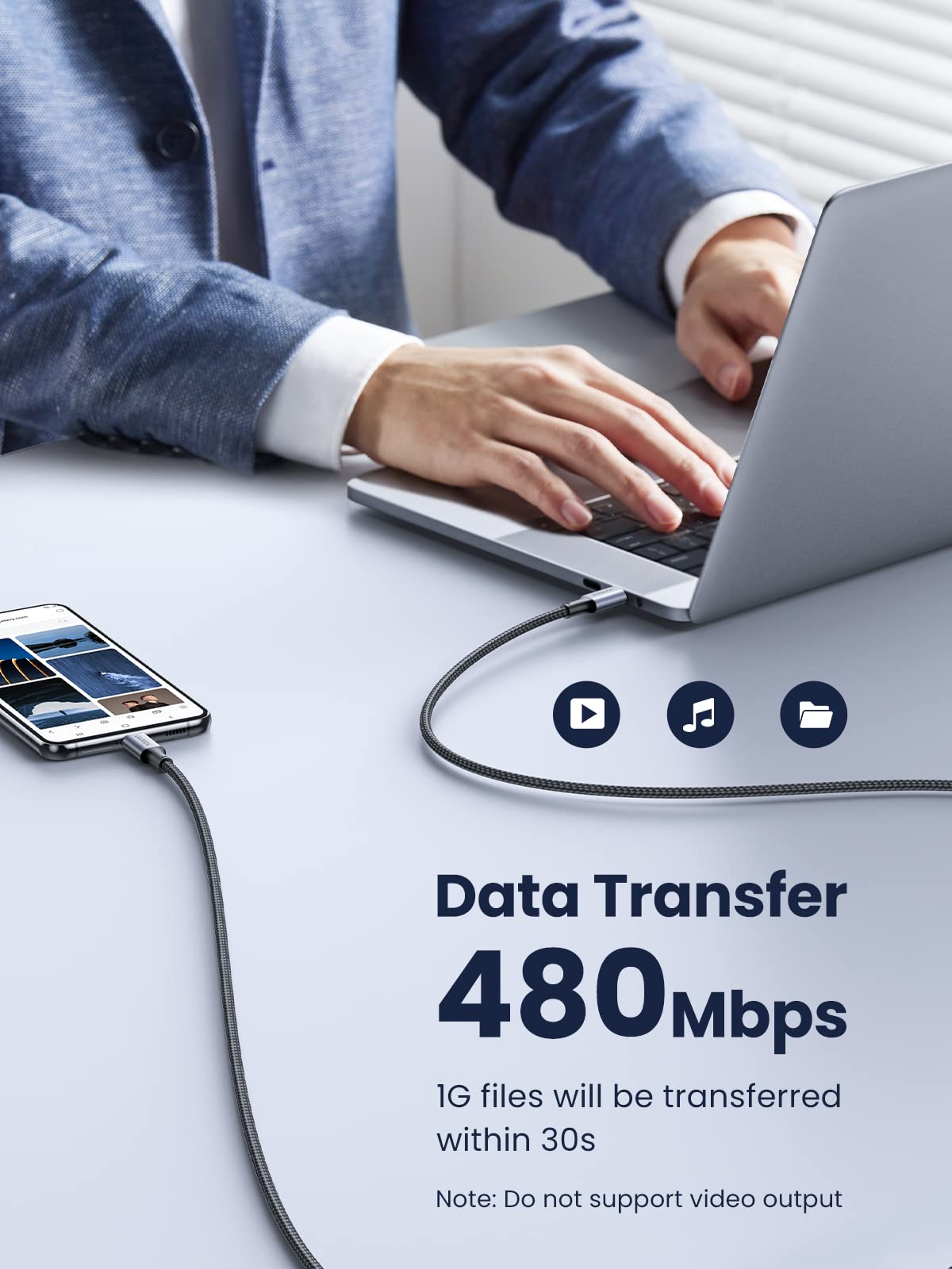 UGREEN PD100W USB-C to USB-C Nylon Bradied Cable