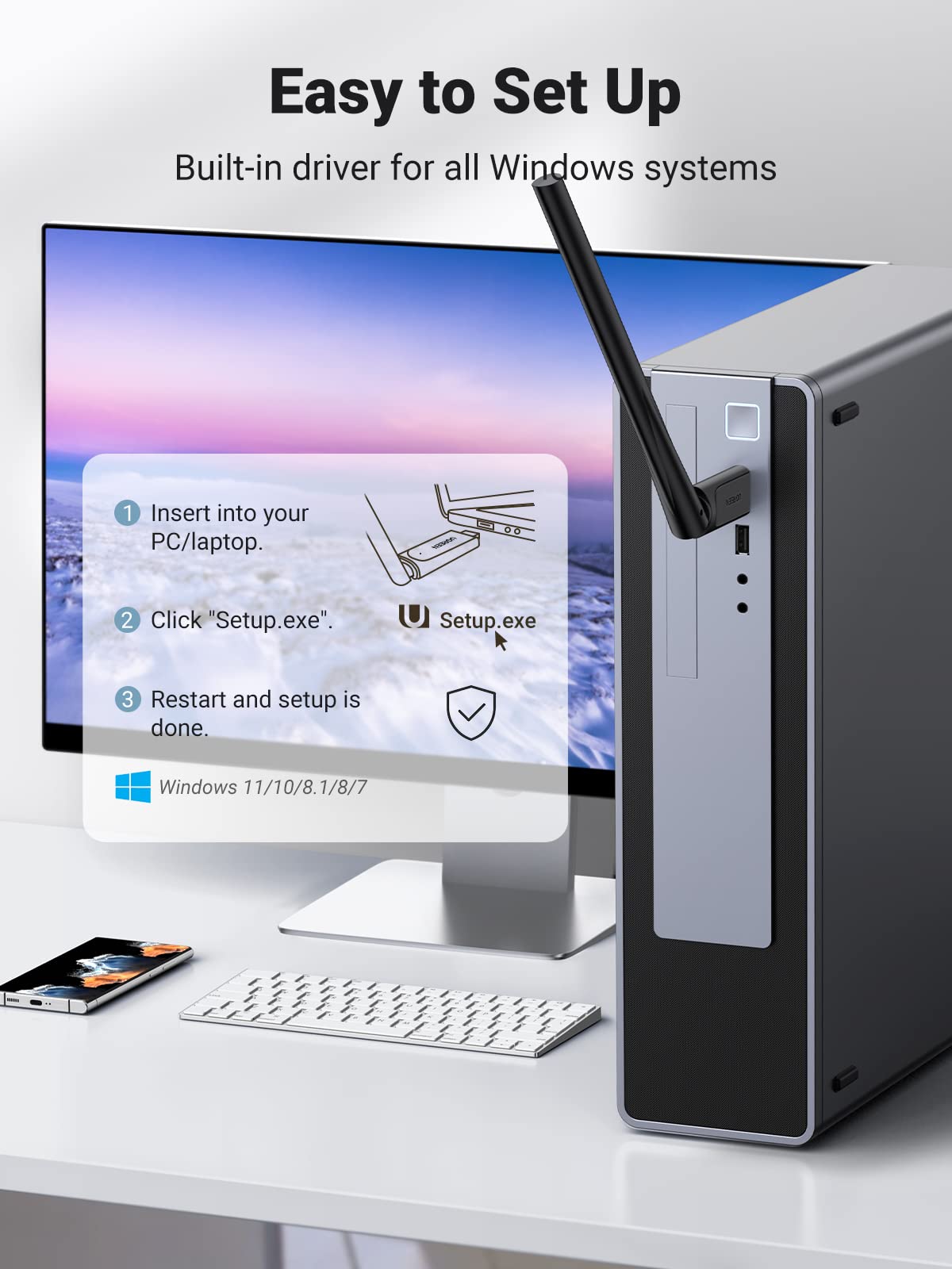 UGREEN AC650 Çift Bant USB Wi-Fi Adaptör