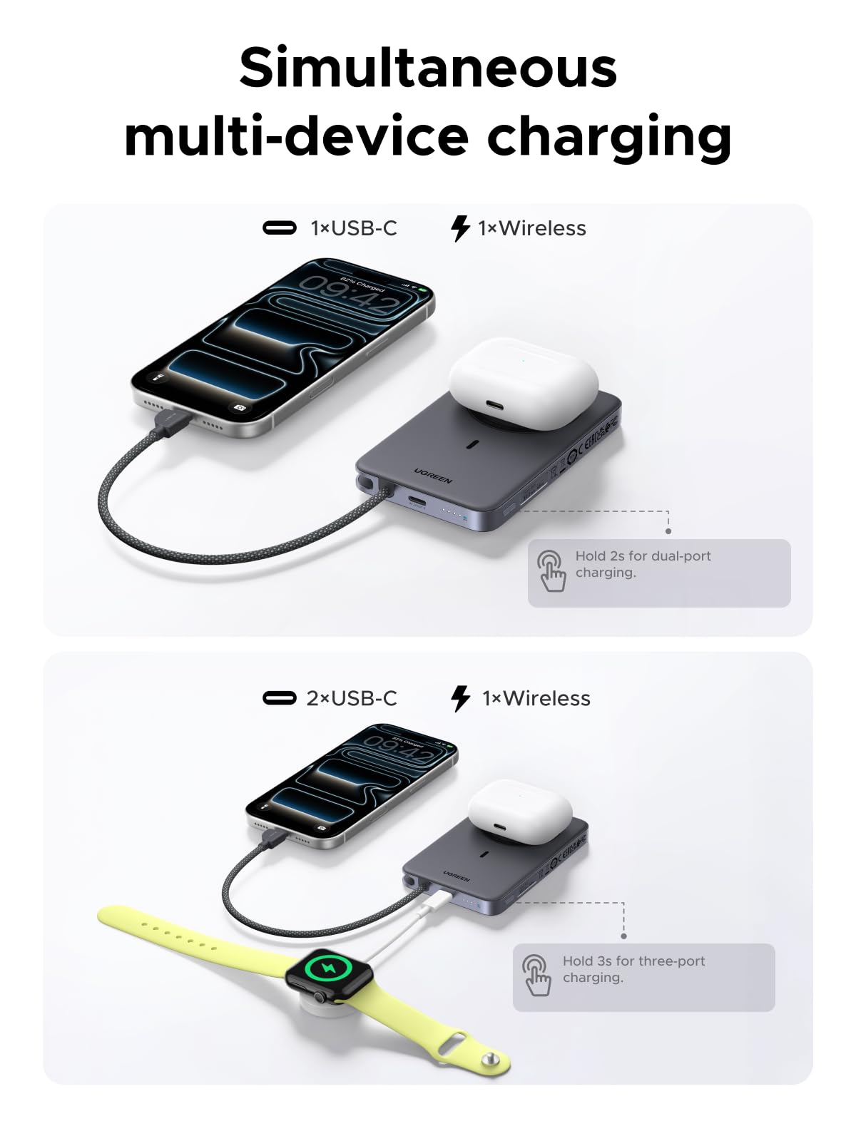 Sạc dự phòng từ tính UGREEN MagFlow Air 10000mAh 25W