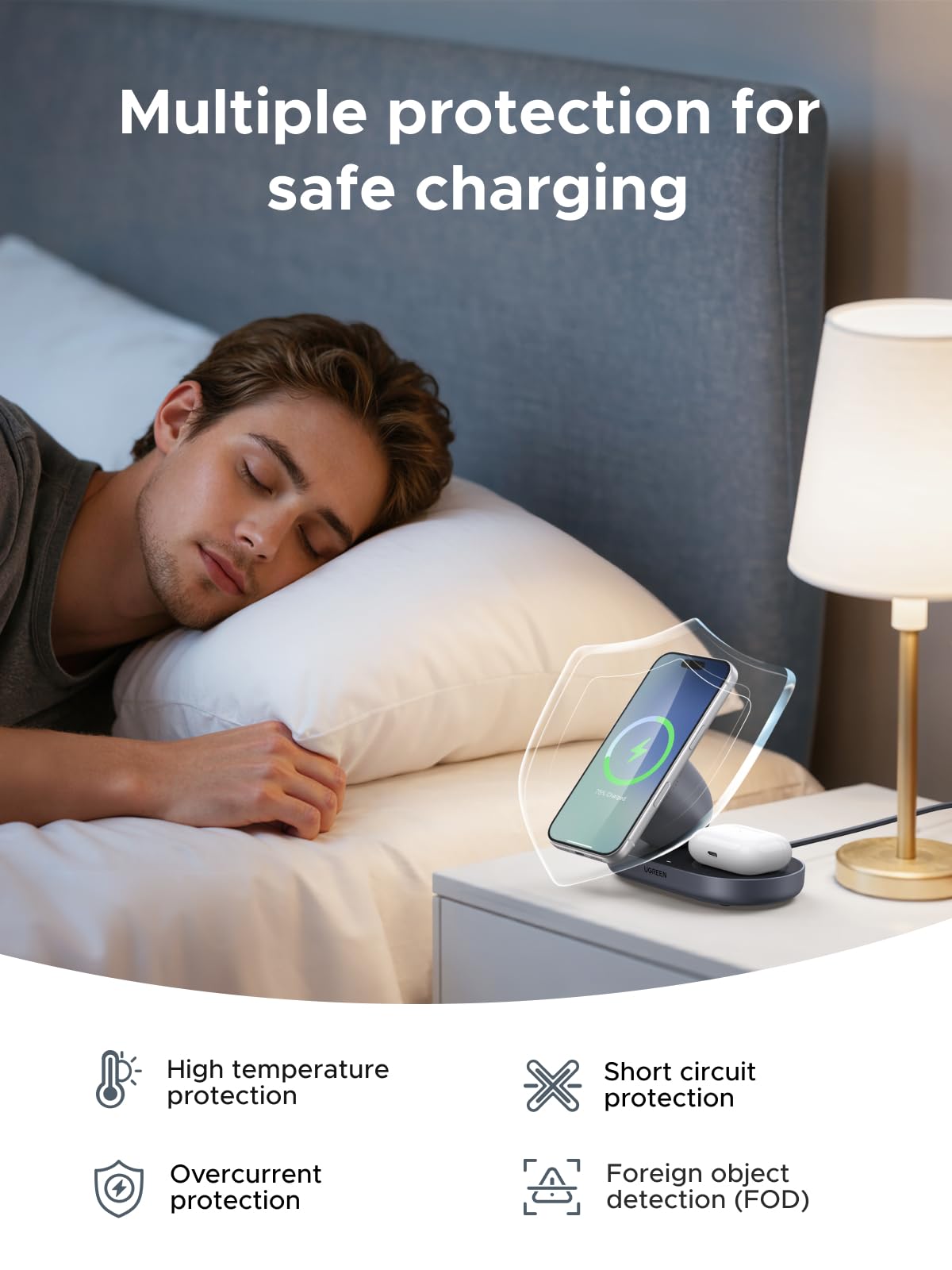 UGREEN  MagFlow Qi2 15W 2-in-1 Wireless Charger