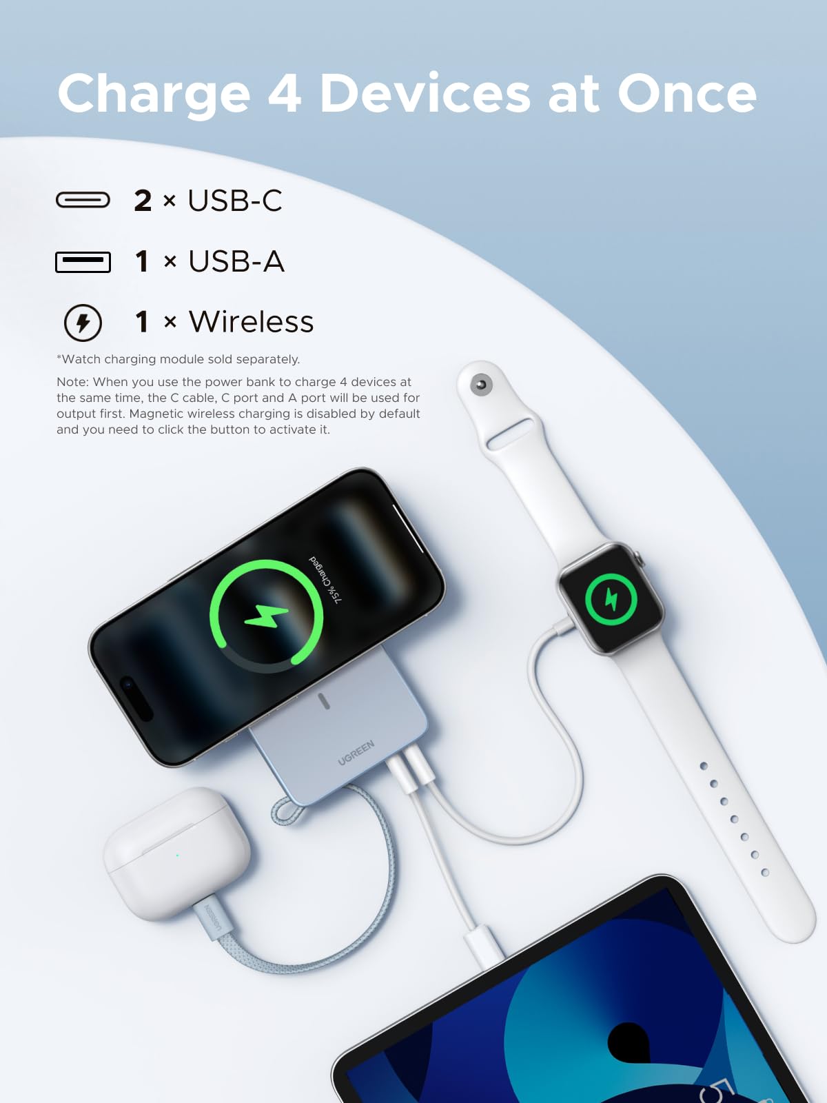 UGREEN MagFlow Magnetic Power Bank 20000mAh 25W – UGREEN Official Site