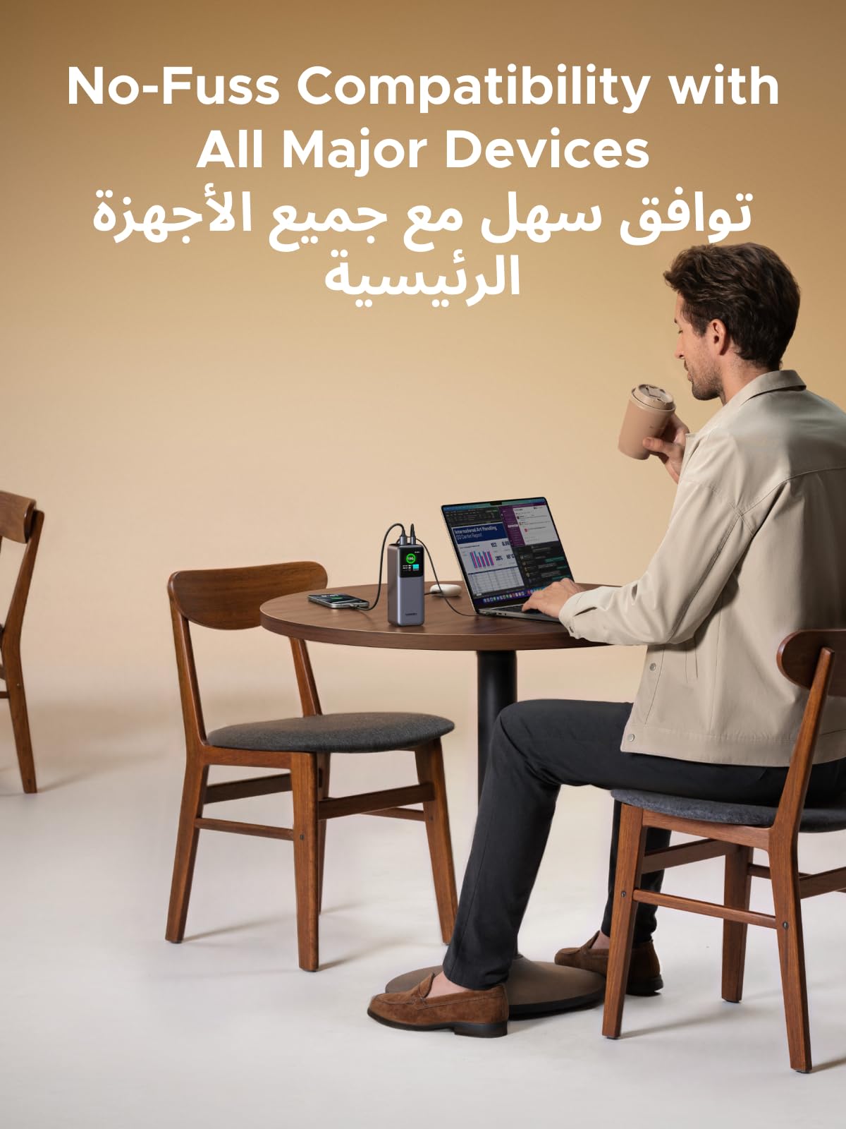 UGREEN Nexode باور بنك ‎20000‎ مللي أمبير ‎165‎ واط مع كابل USB-C قابل للسحب