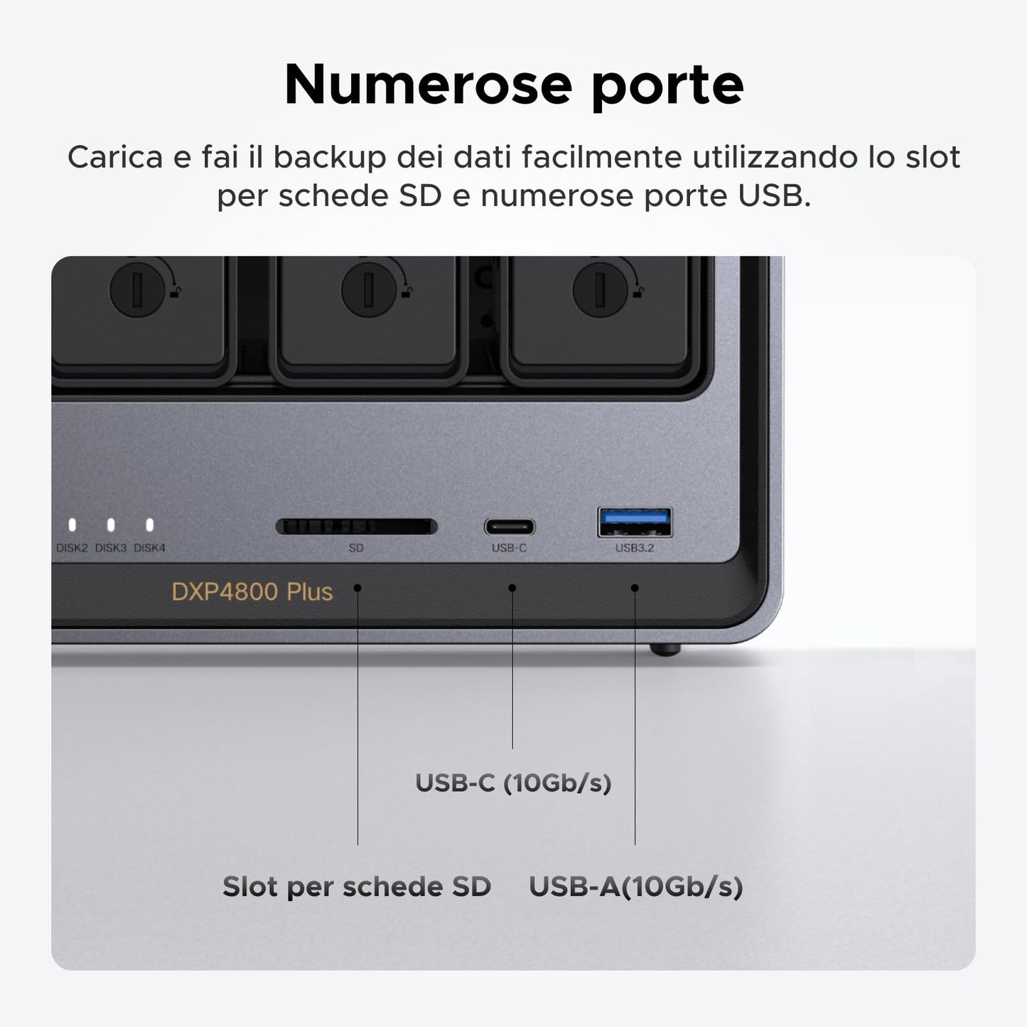 UGREEN NASync DXP4800 Plus, NAS desktop a 4 bay, CPU Intel Pentium Gold 8505 a 5 core