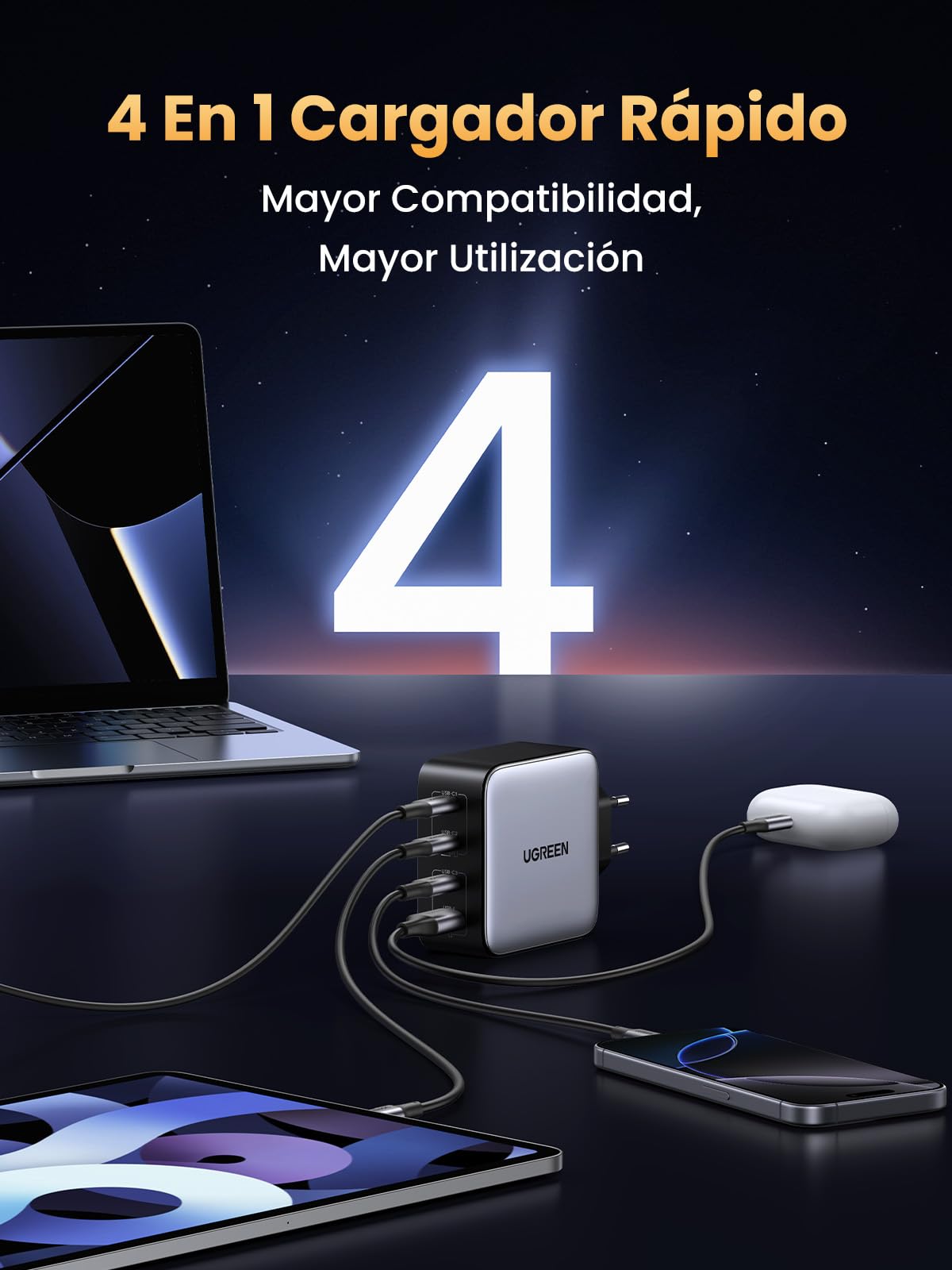 UGREEN Nexode Cargador USB C 100 W con 4 Puertos