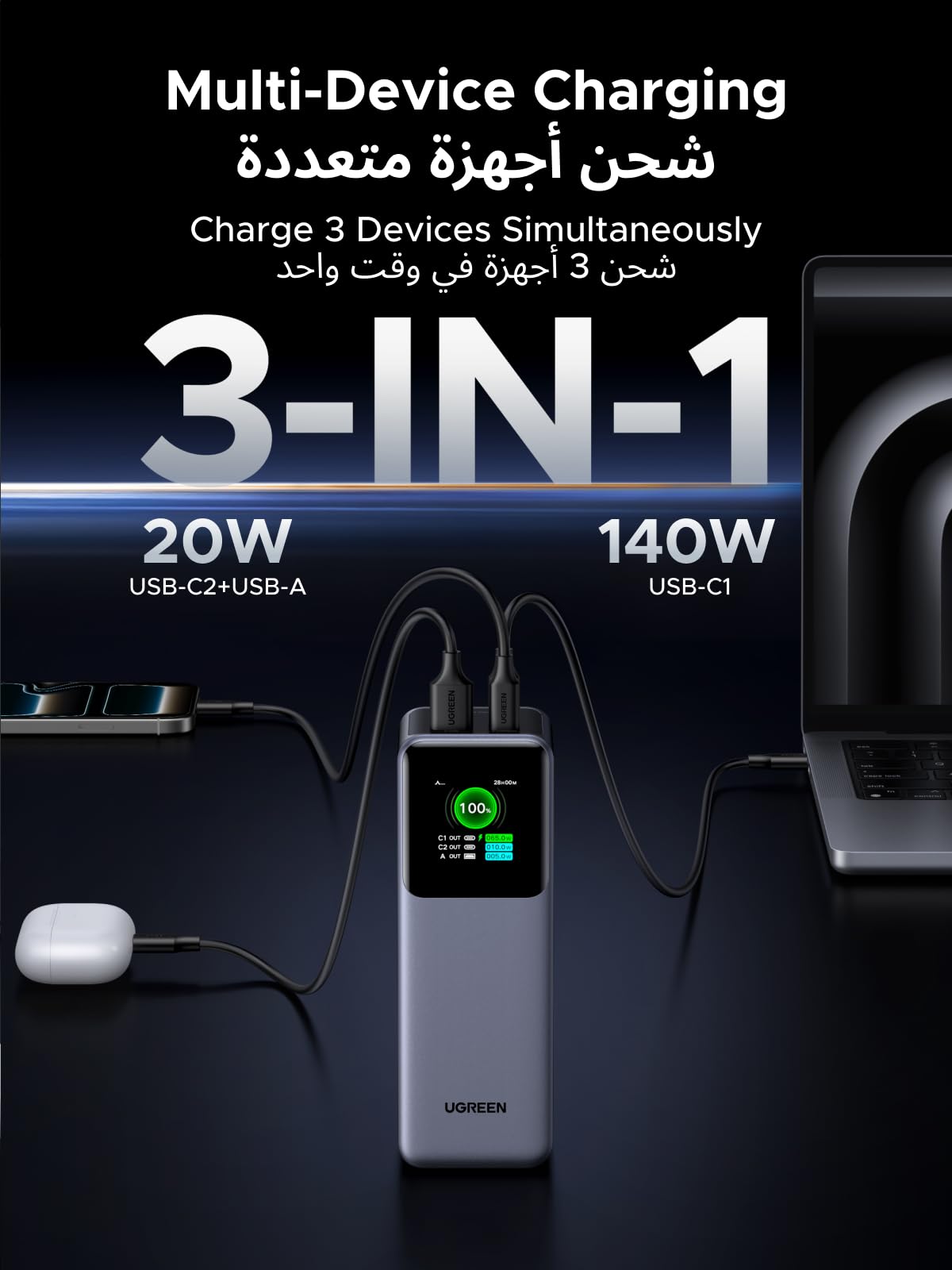 UGREEN Nexode Pro Power Bank 20000mAh 200W – UGREEN Official Site