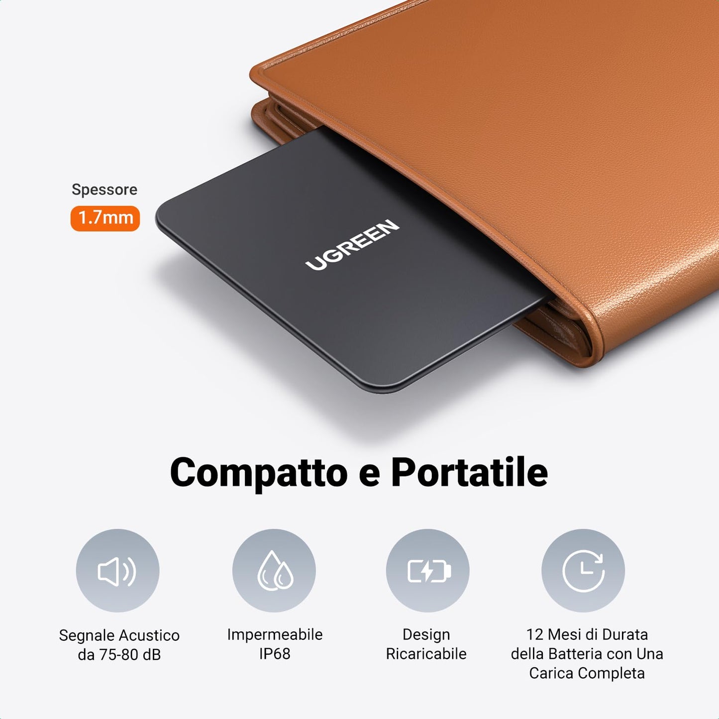 UGREEN FineTrack Slim Smart Finder Localizzatore Supporto iOS Tracker Bluetooth Card Scheda Localizzazione