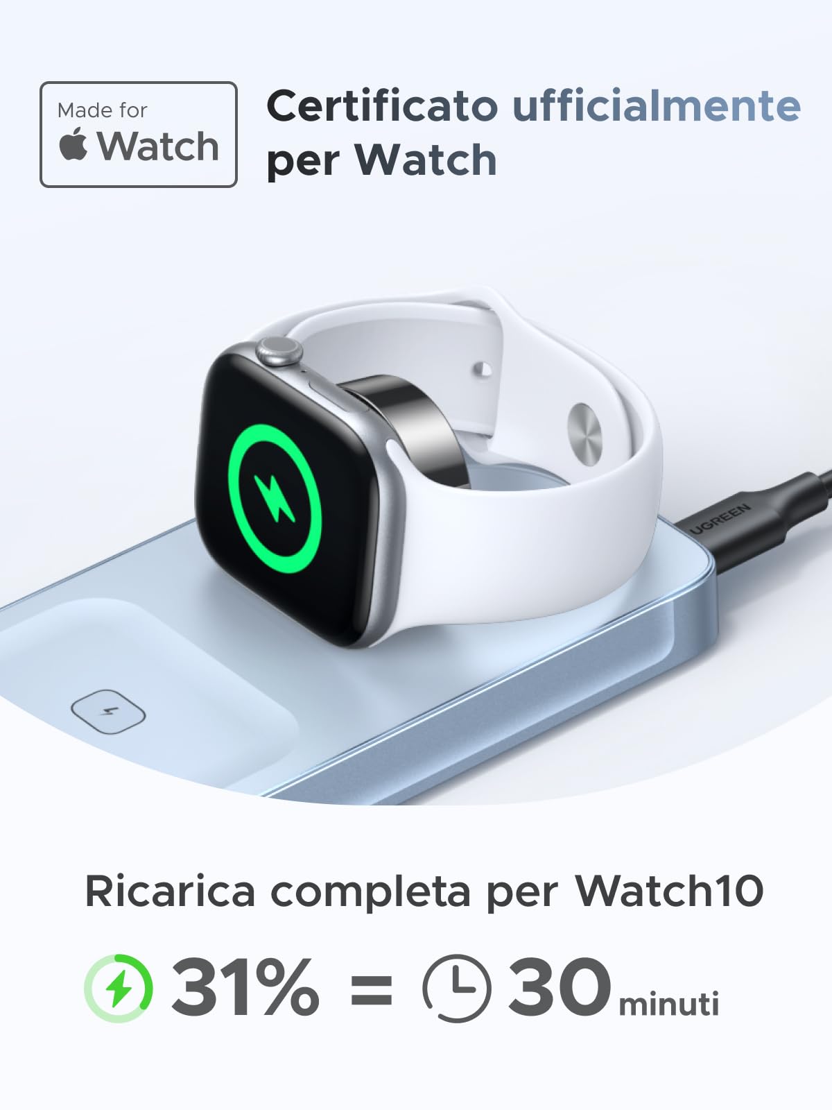 UGREEN MagFlow 3 in 1 Qi2 25W Caricatore Wireless