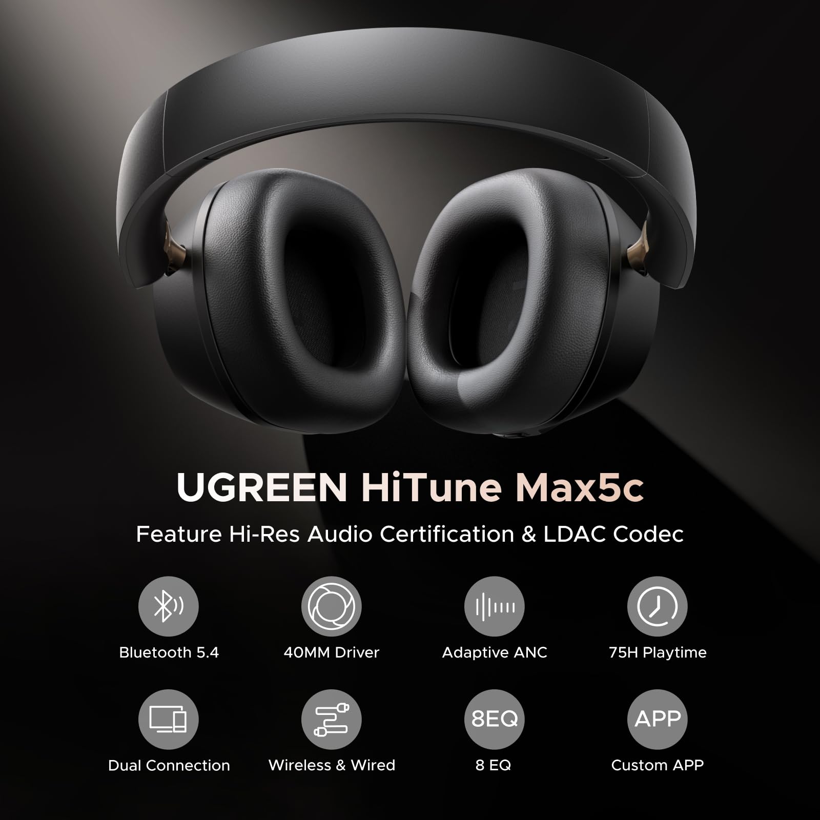 UGREEN HiTune MAX 5C Bluetooth Headphones Black – UGREEN Official Site